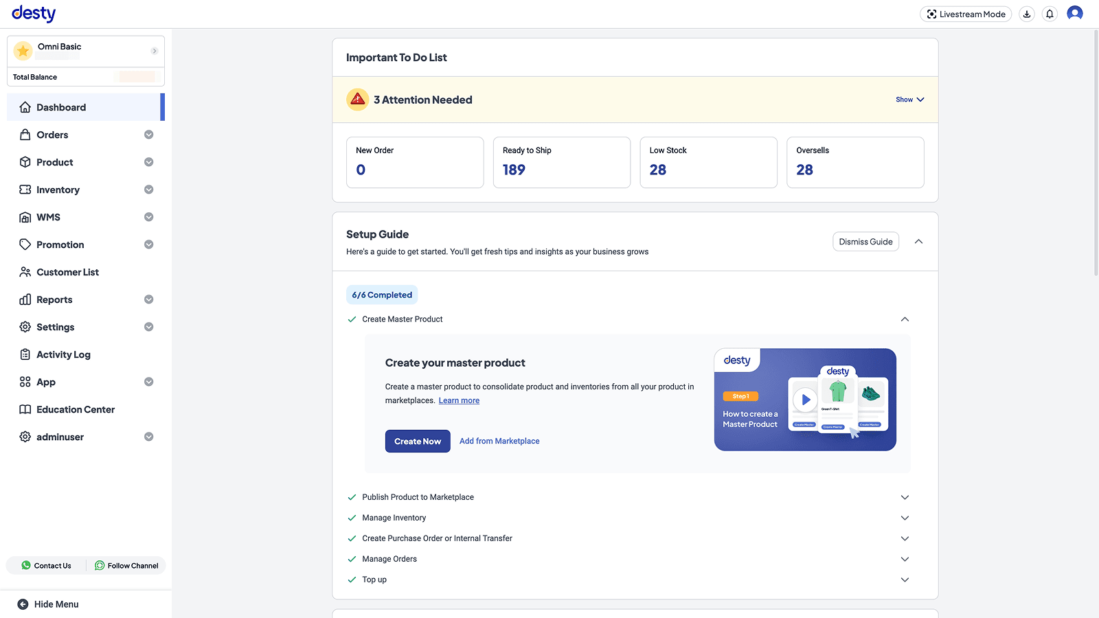Mekari Desty Omnichannel Dashboard