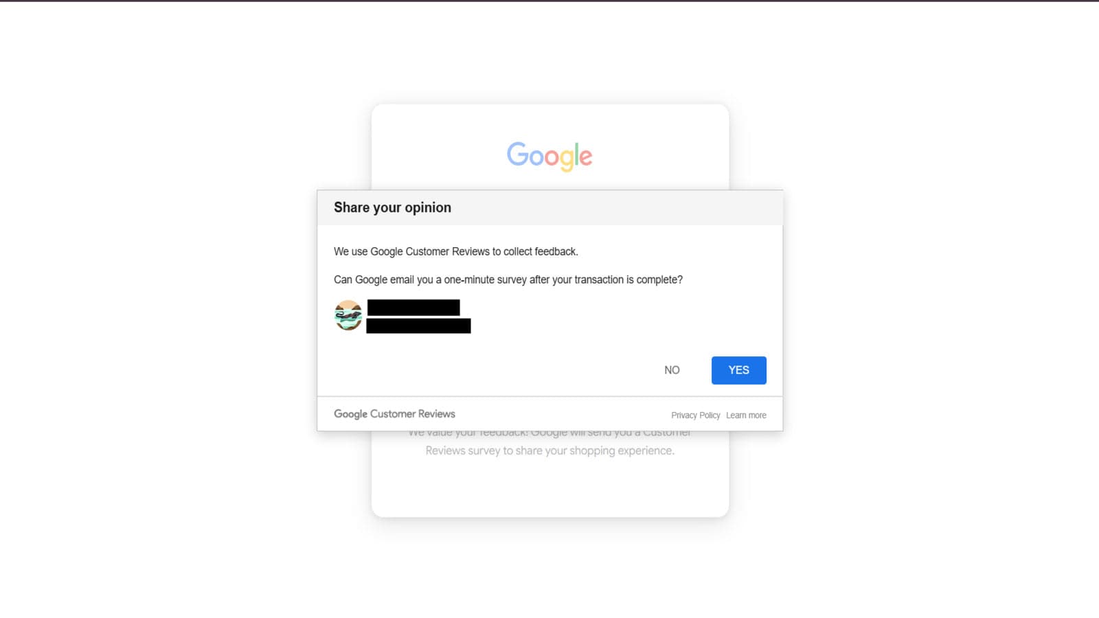 Google shows opt-in request
