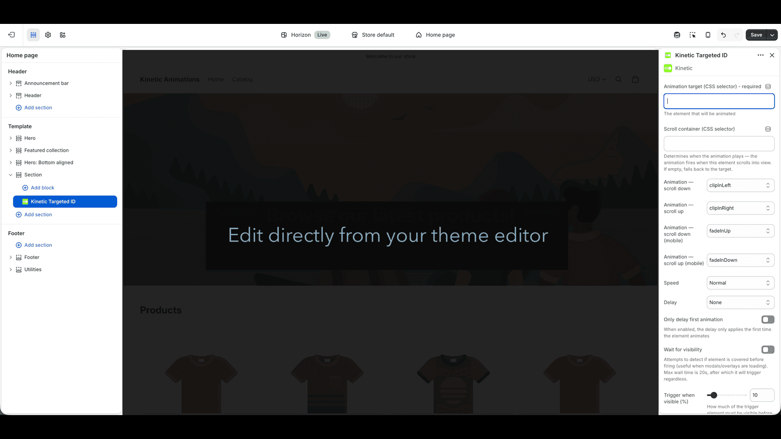 Edit directly from your theme editor