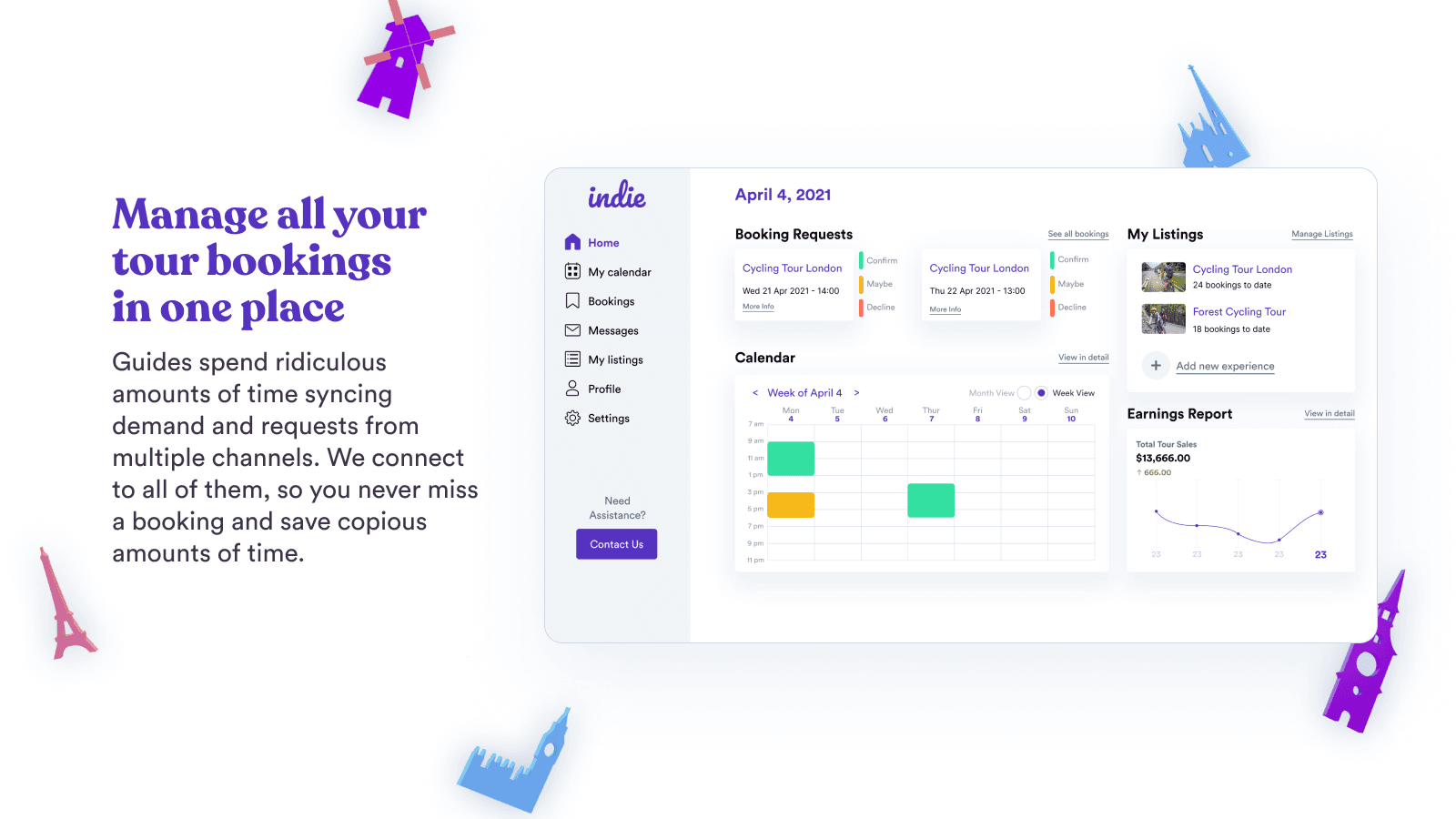 One dashboard to manage your tours across different partners