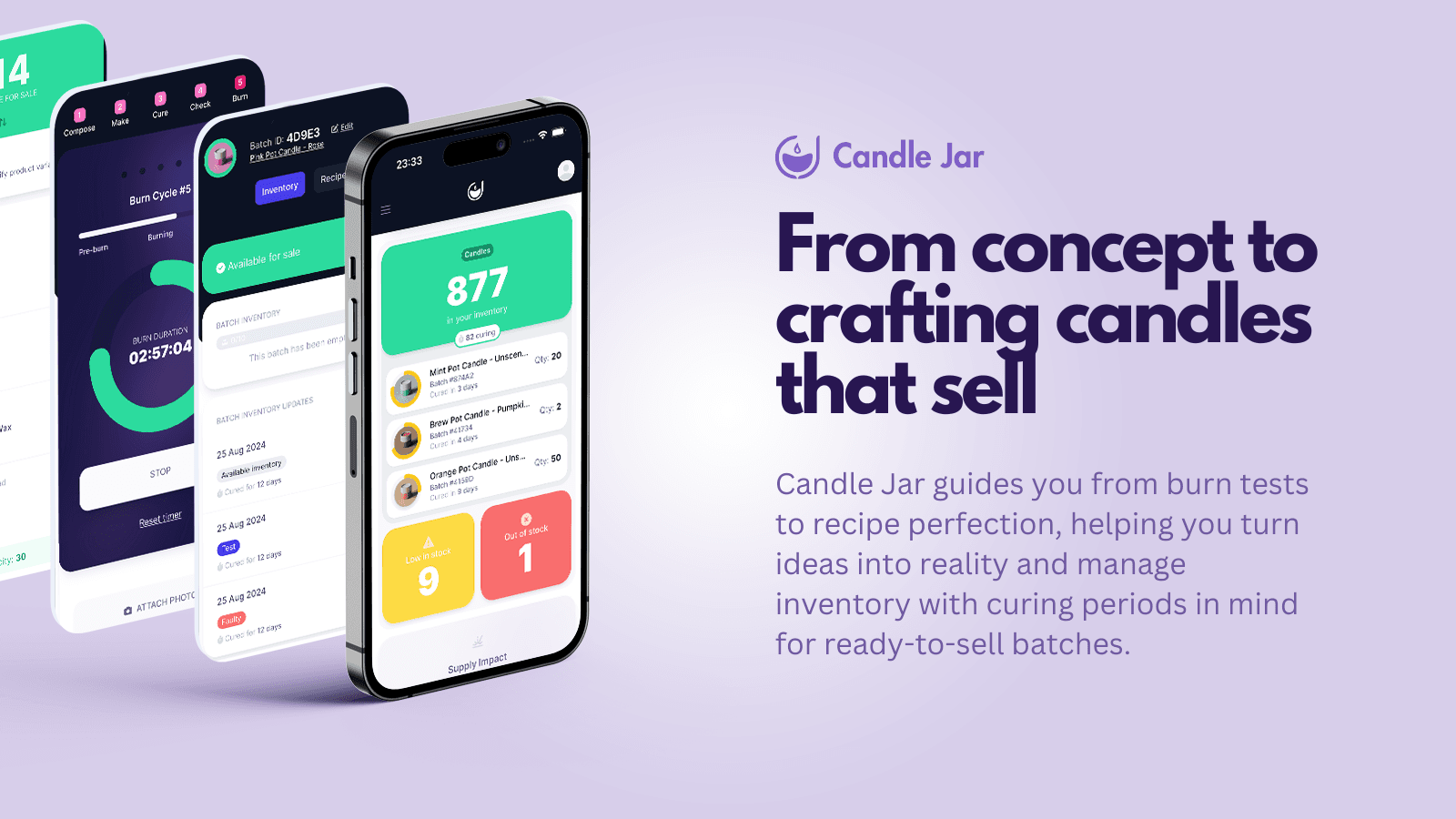 Candle recipe showing the the Candle Jar app