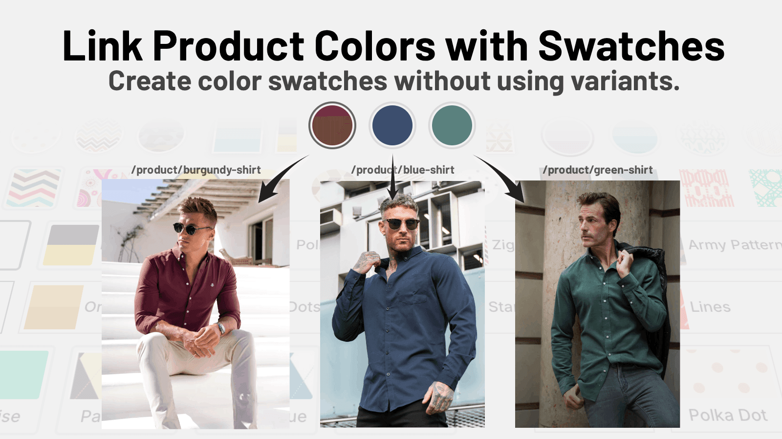 Link product colors using swatches across separate products