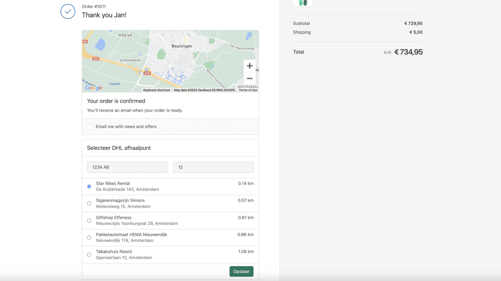 PostNL and DHL pick up point Shopify