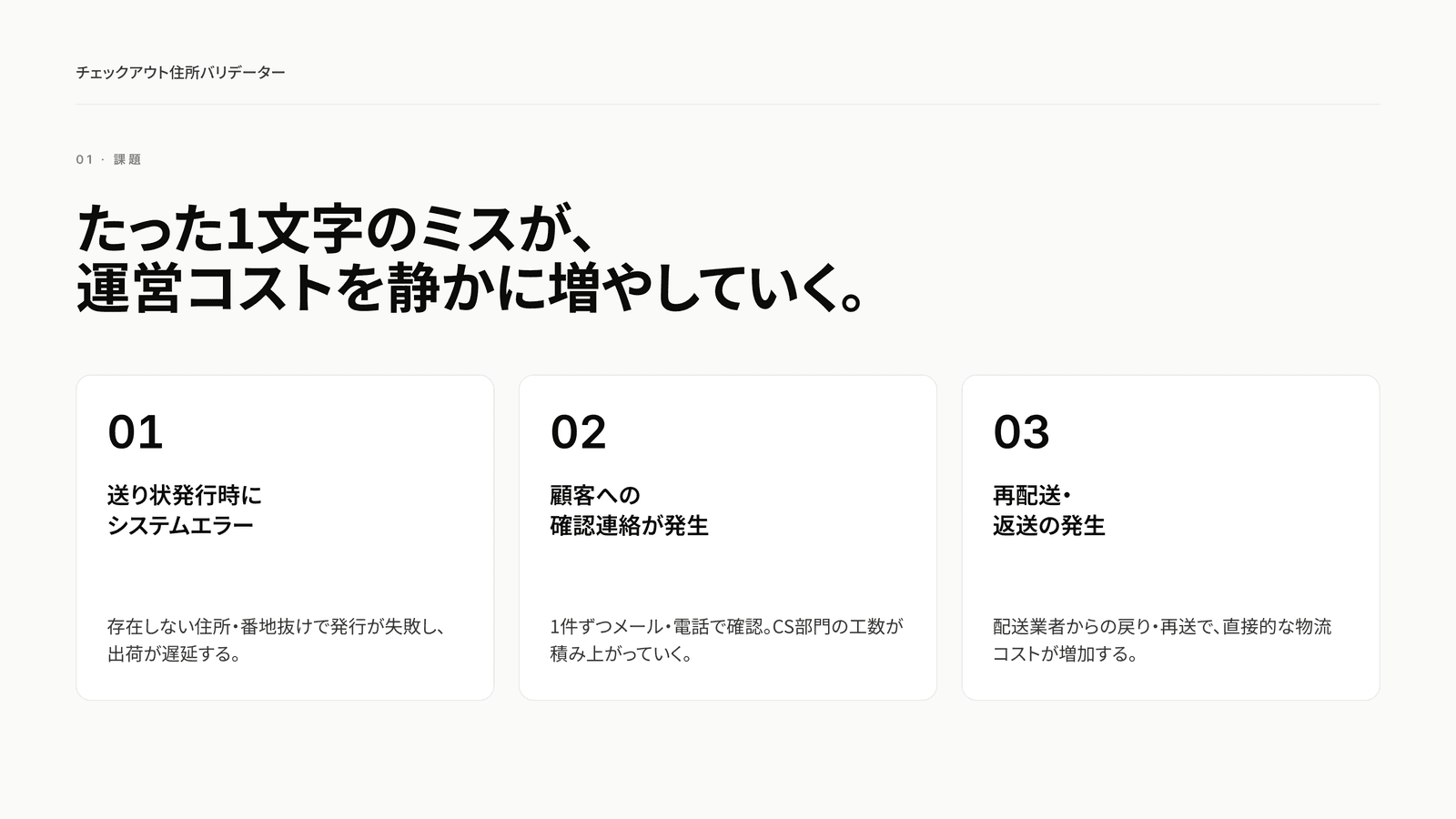 shopify_住所チェックアプリ_チェックアウト住所バリデーター_課題説明
