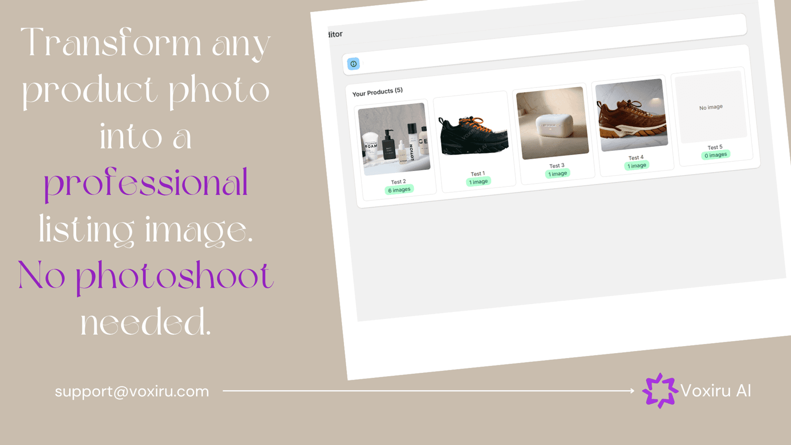 Voxiru app product list view inside Shopify admin