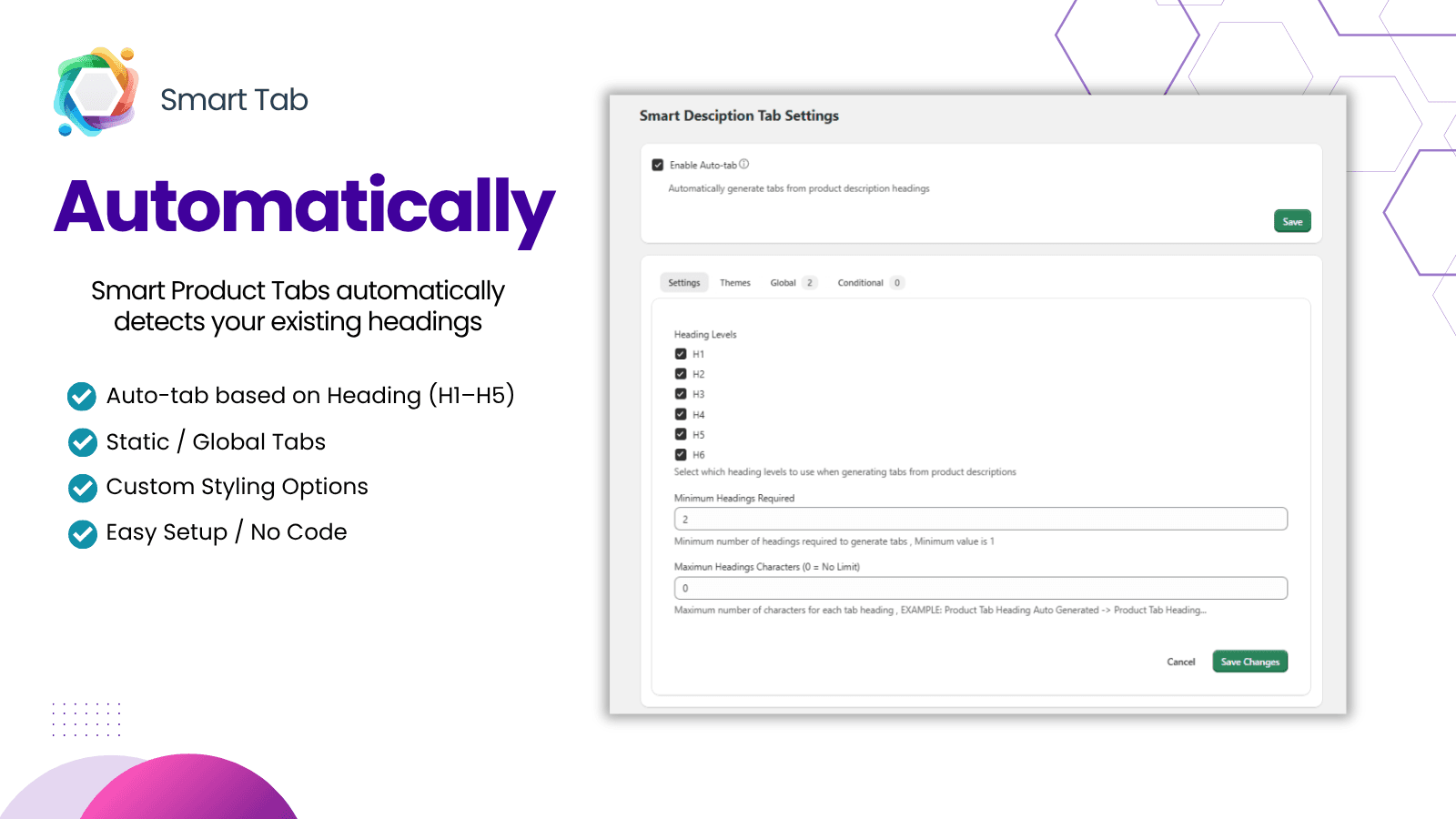 Auto-generate tabs based on headings in the description