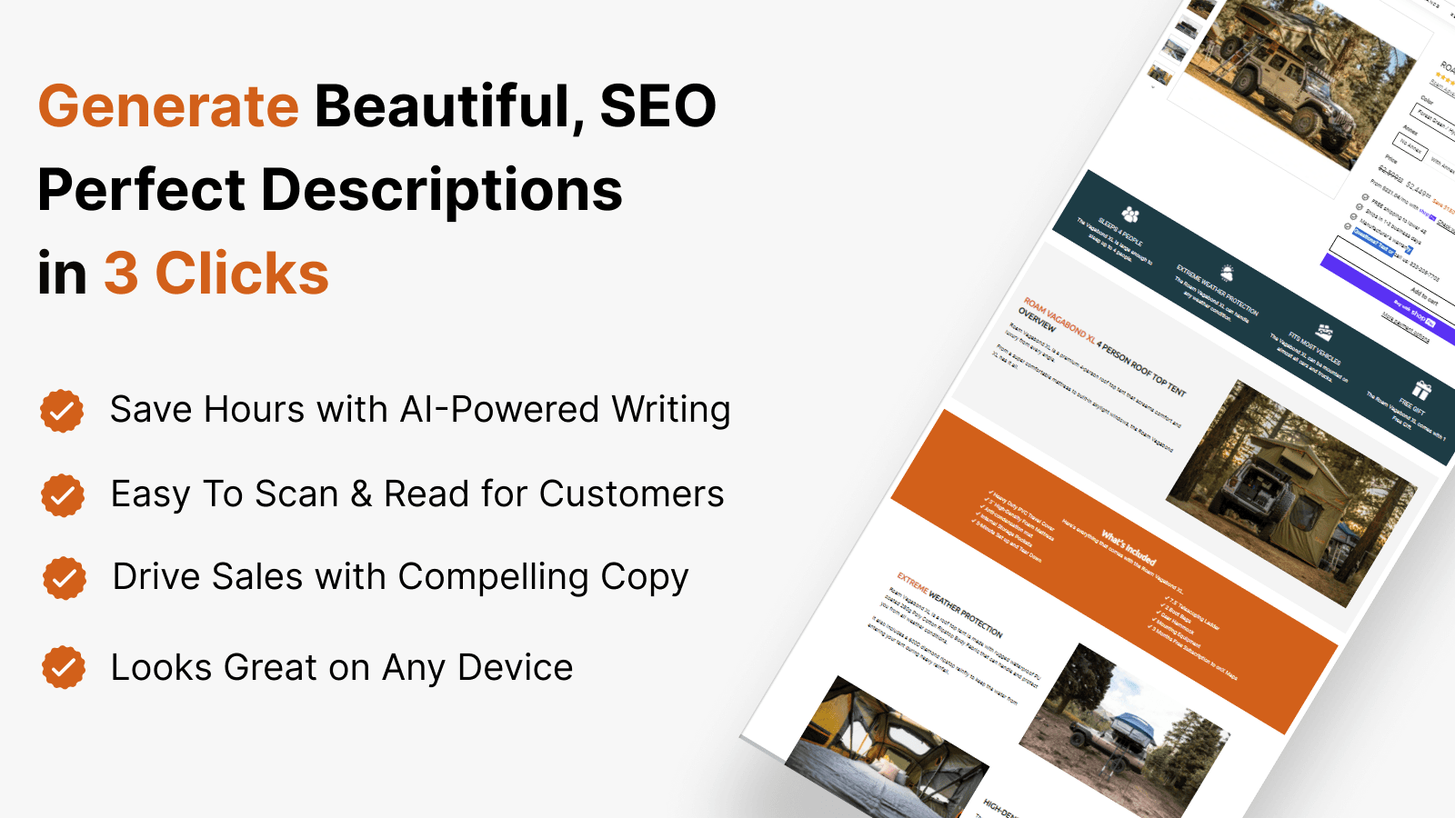 Generate AI product Descriptions in 3 clicks
