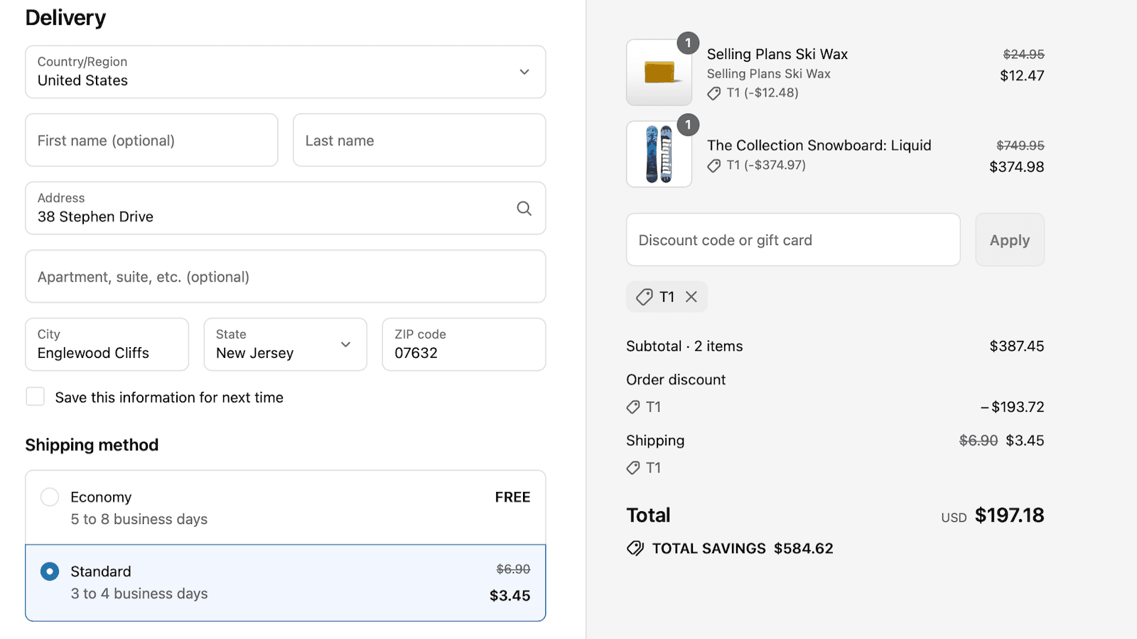 Single discount code for product, order, shipping discounts