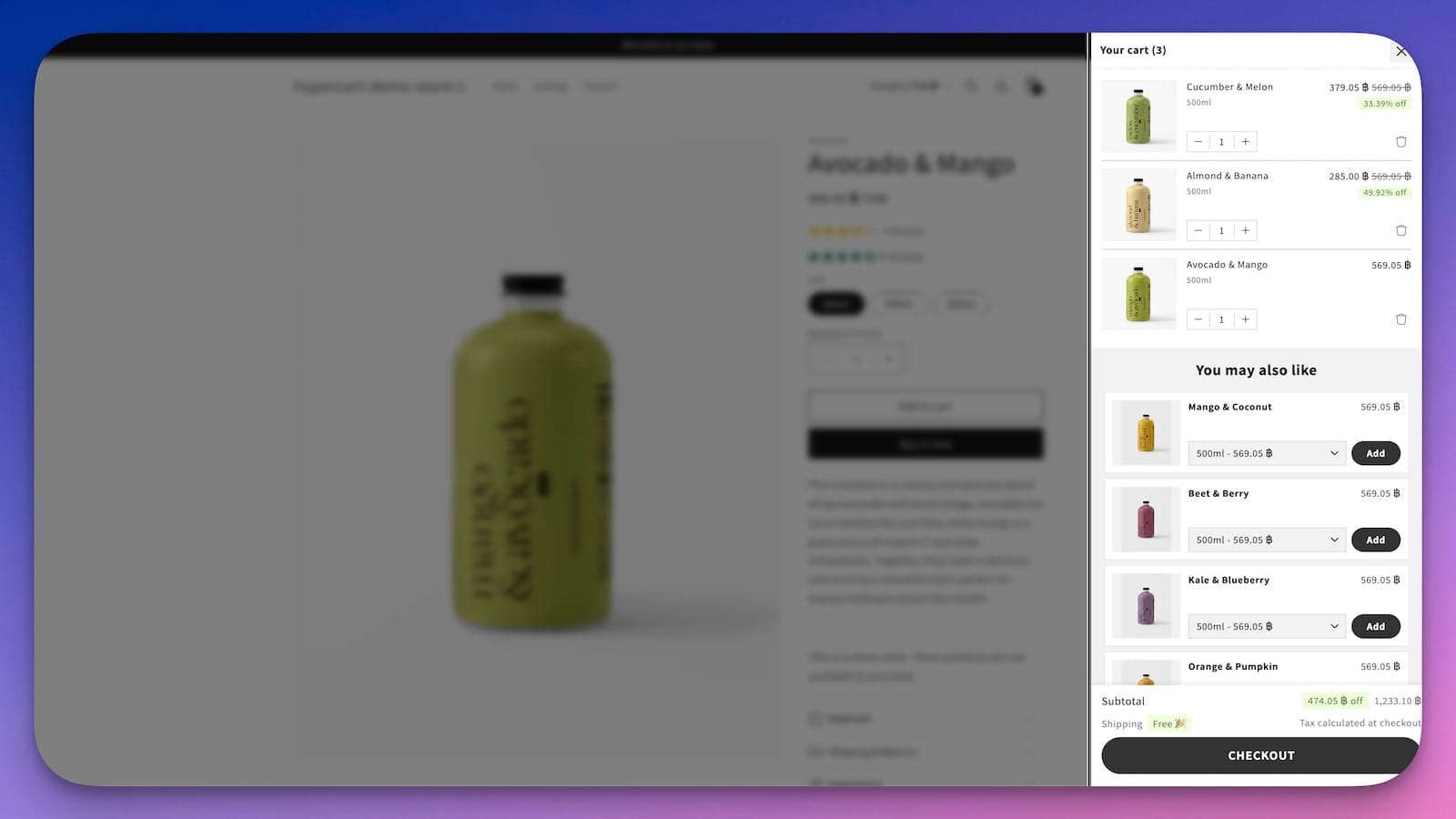 Storefront with Hypercart, showing upsell offers, a progress bar