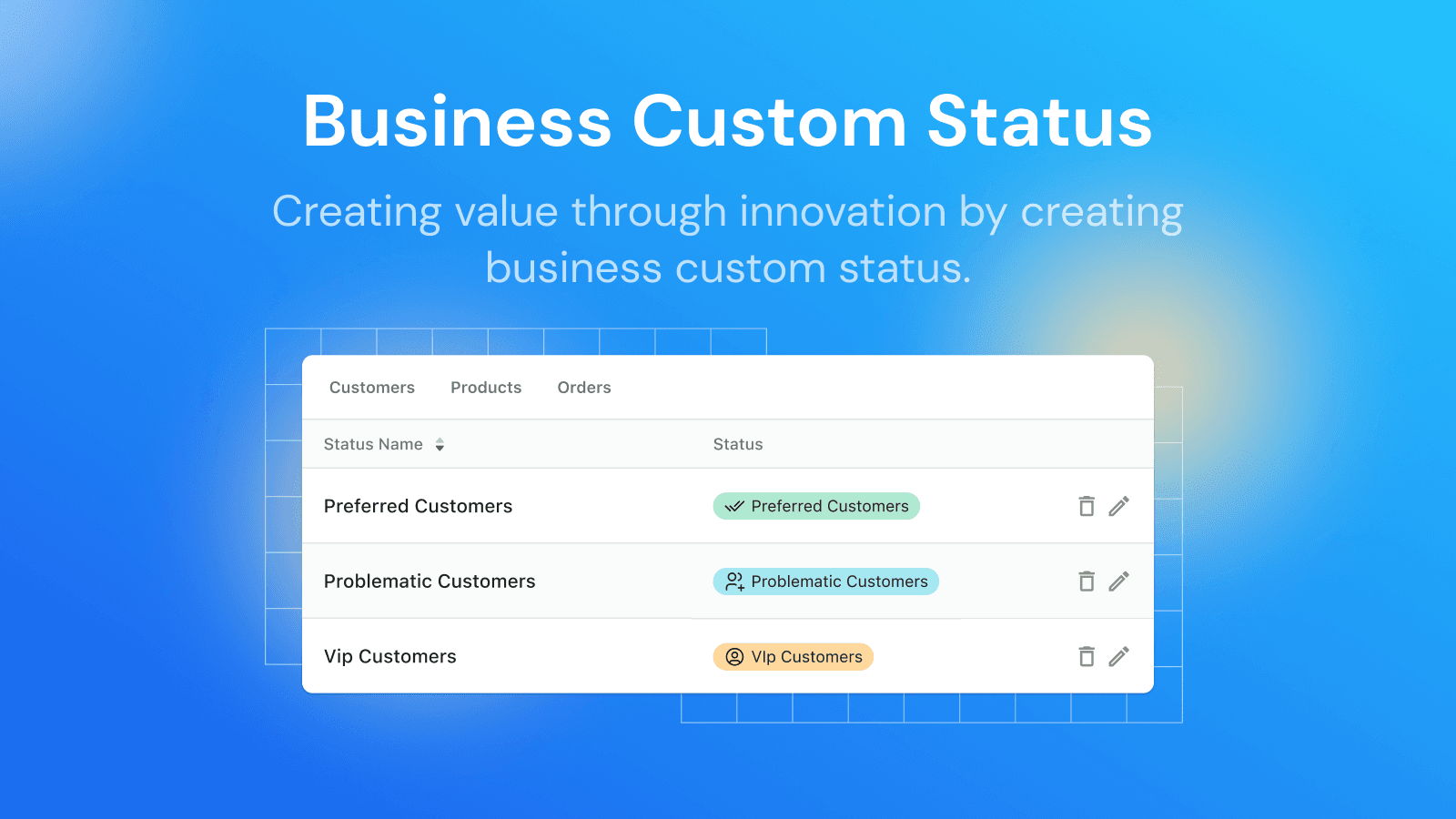 Creating value through innovation by creating custom status