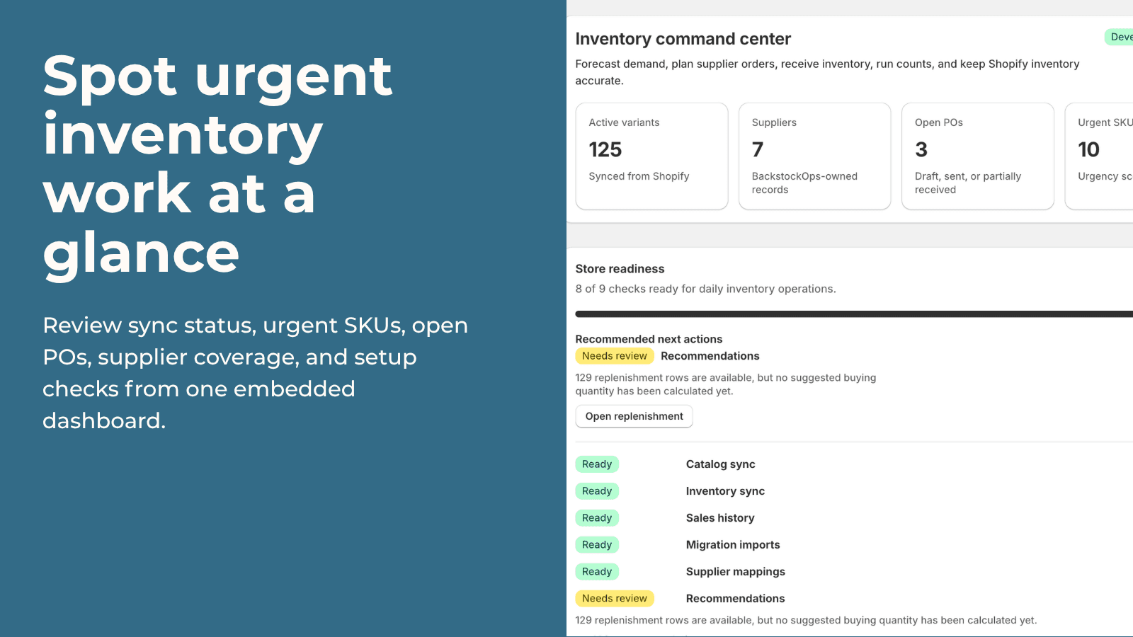 Spot urgent inventory work at a glance.