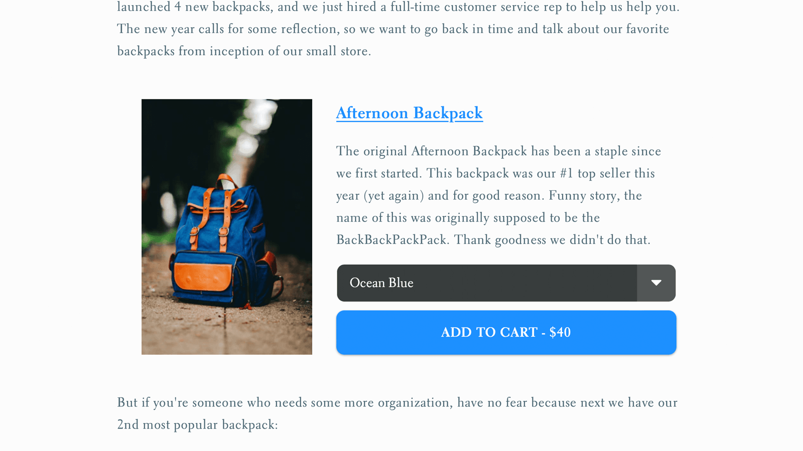 The embed displayed in the middle of a blog post.