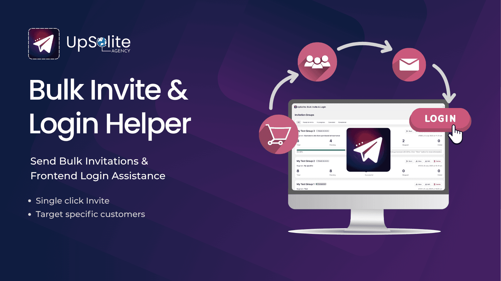 Send Bulk Invitations & Frontend Login Assistance.