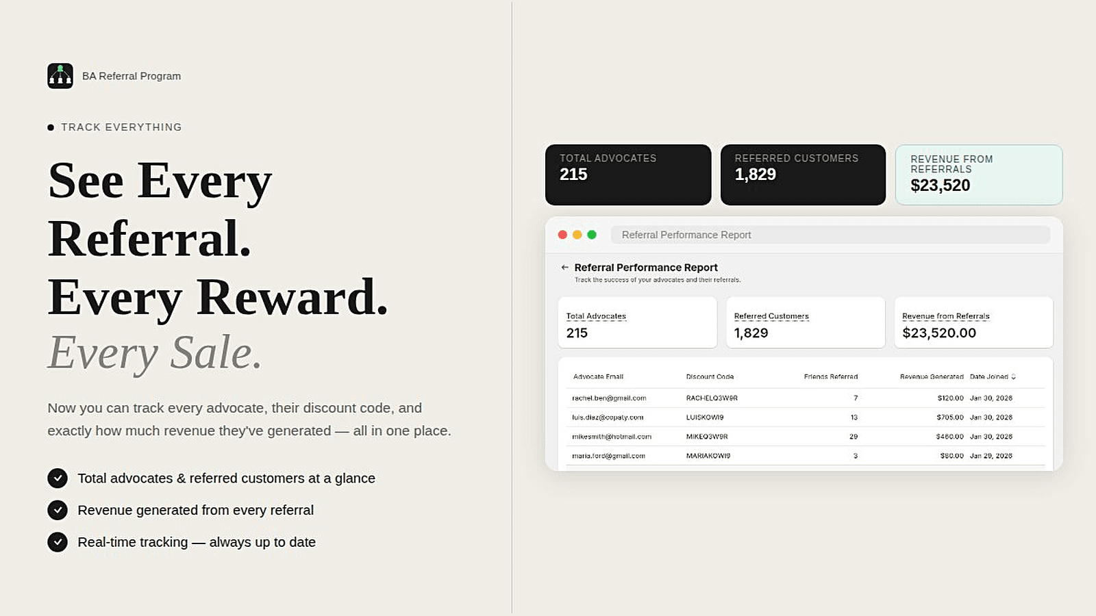 Boost referral sales with discount codes & customer loyalty