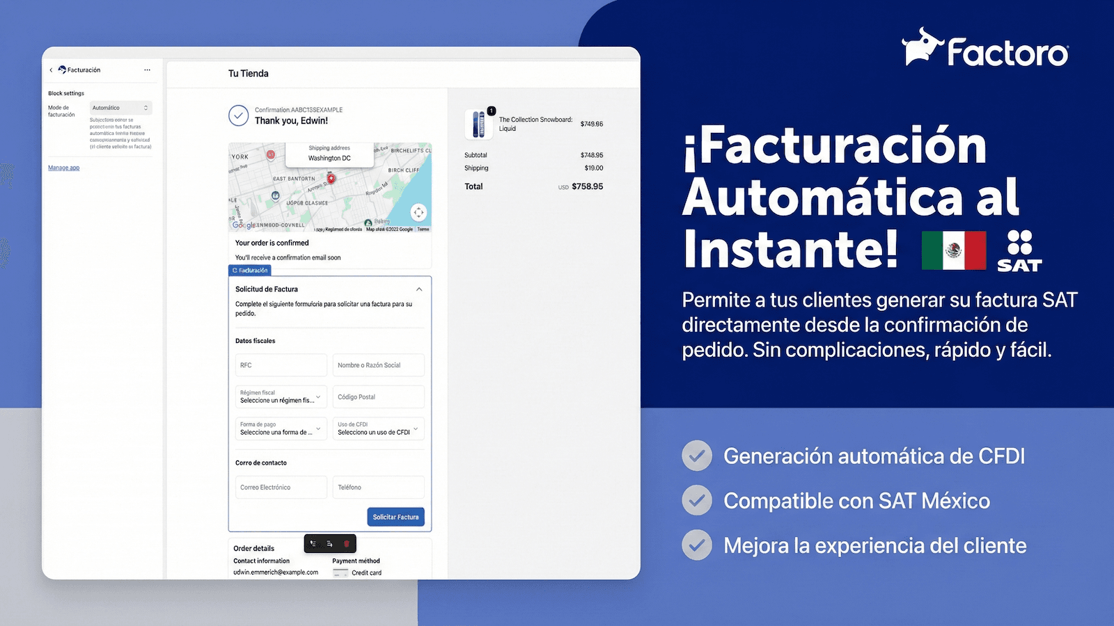 Facturacion SAT Automatica con Factoro Shopify App