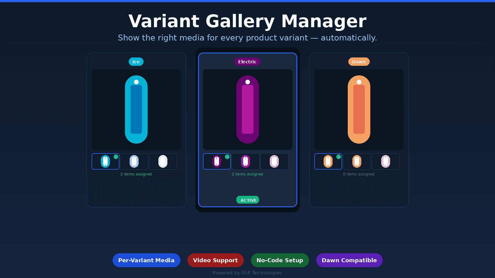 Upload and assign images to variants in gallery manager