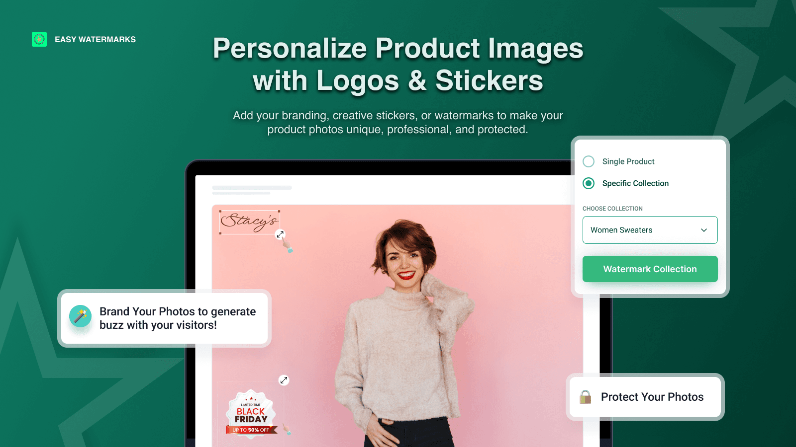 Add logo and stickers to your product photos