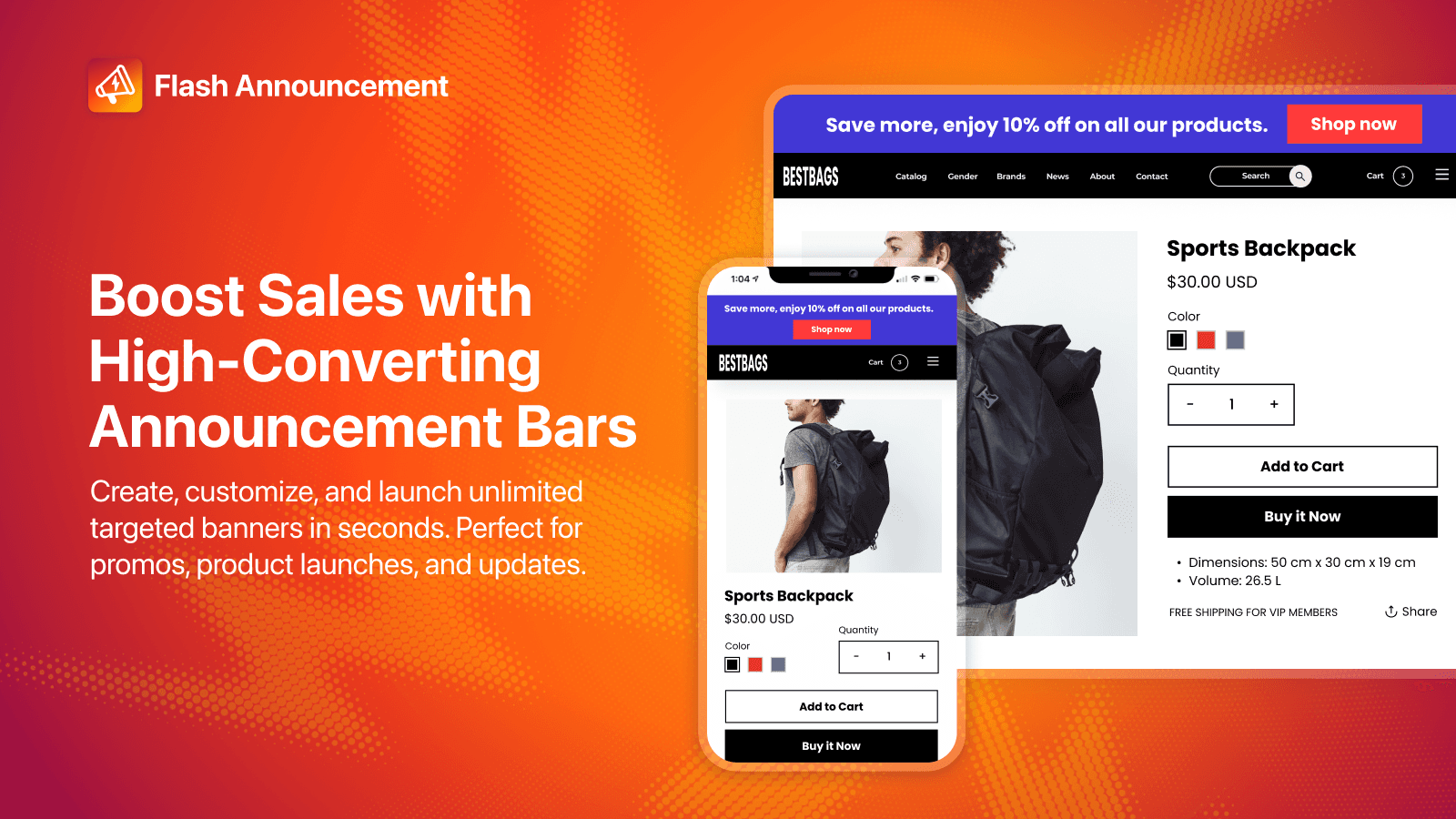 Boost sales with customizable announcement bars on your store