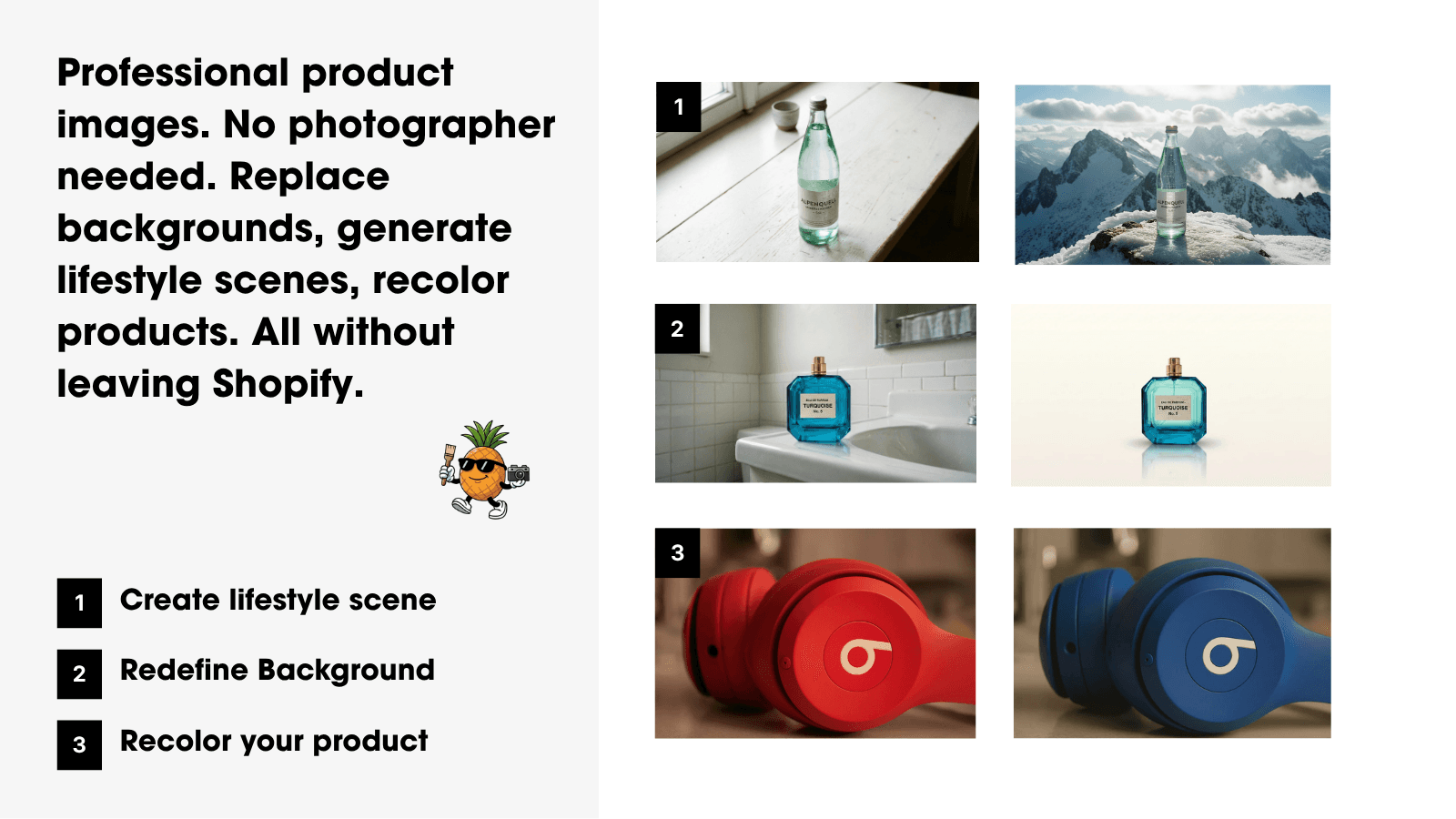 Create AI-Powered Backgrounds, Upload from handy, Bulk Process