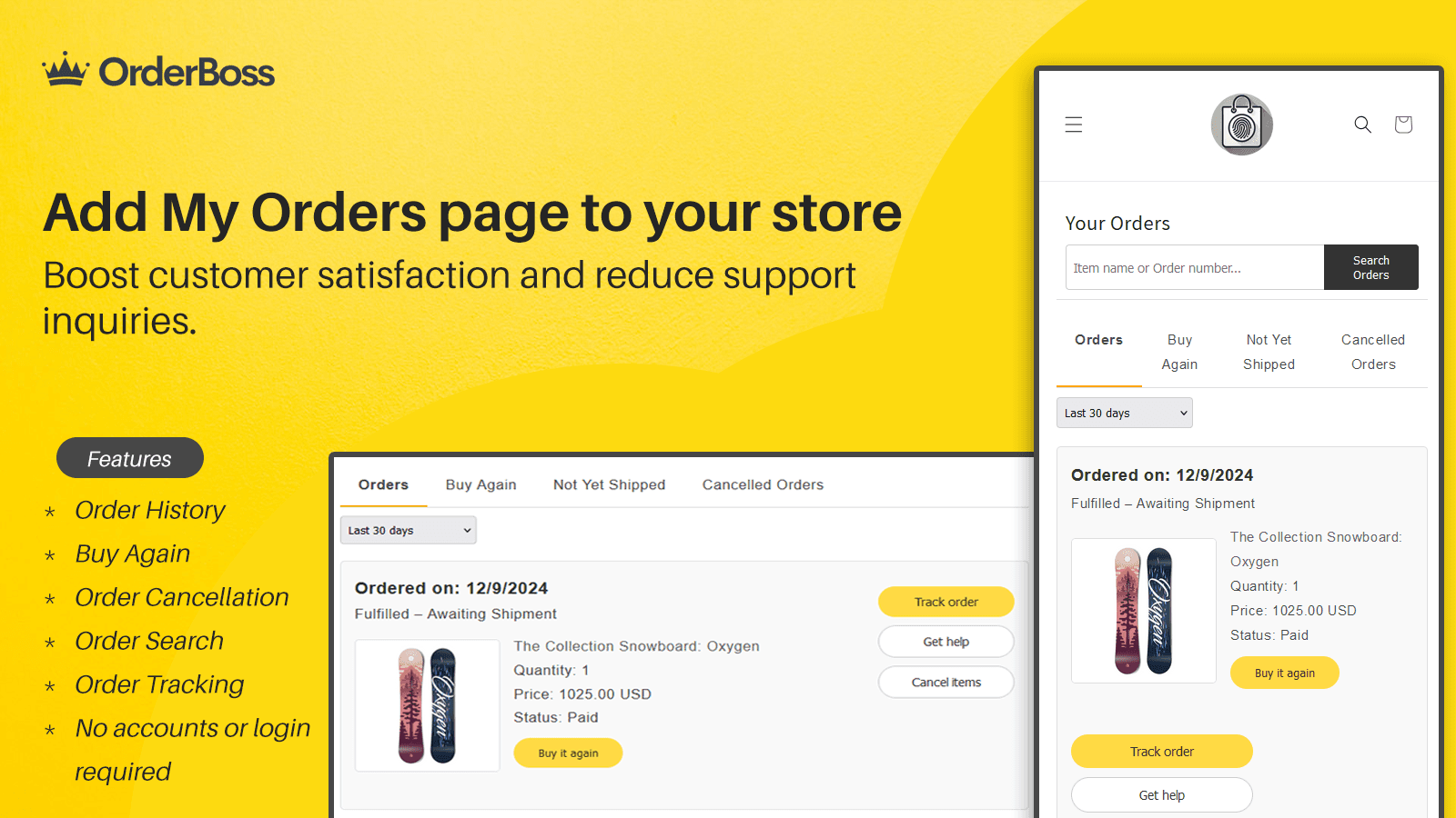 Make orders easy to track with an Amazon-style My Orders page