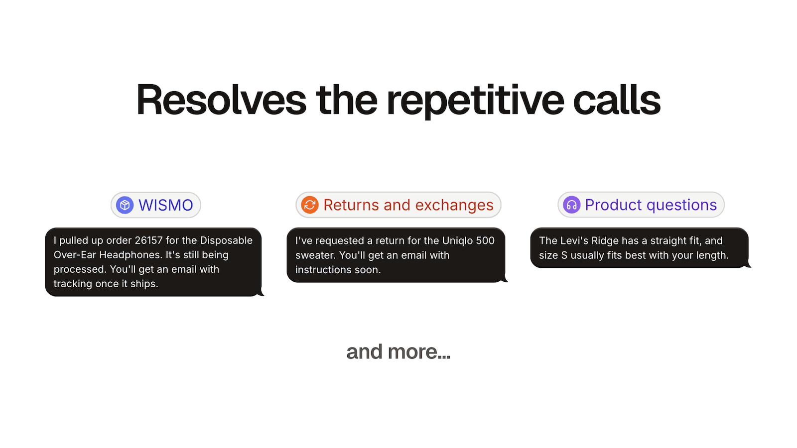 Order status, returns, and product questions by phone