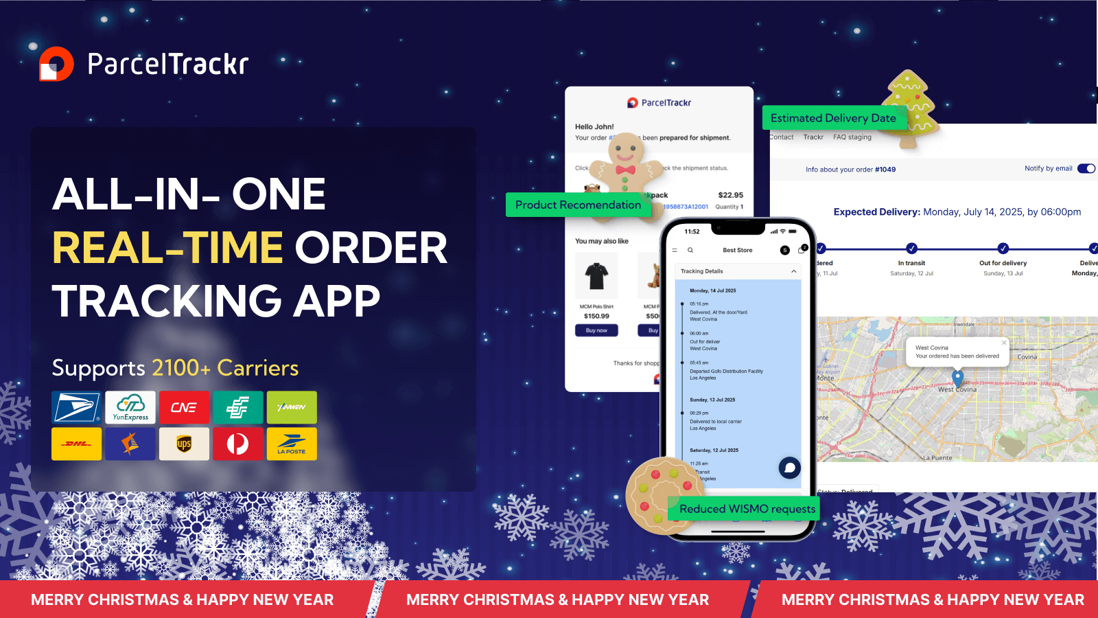Order tracking app with branded tracking page & 2100+ carriers