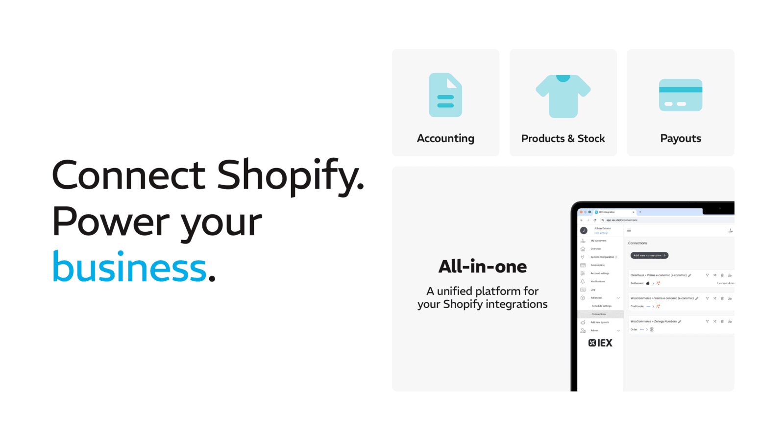 Connect Shopify. Power your business.