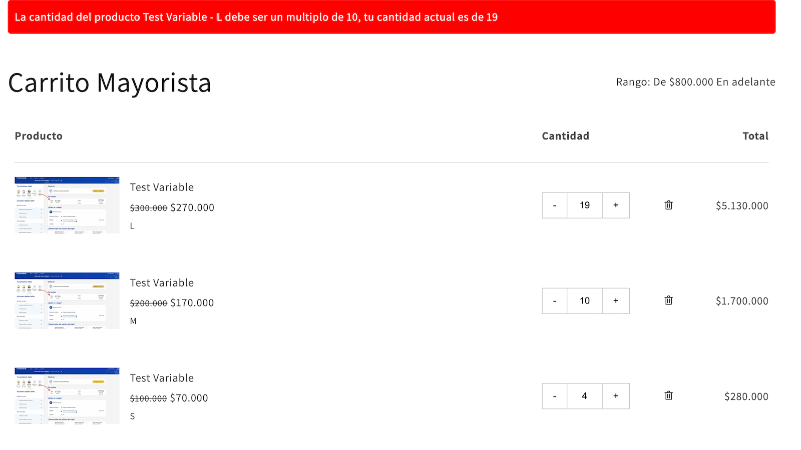 Restriccion de cantidades de compra para mayoristas