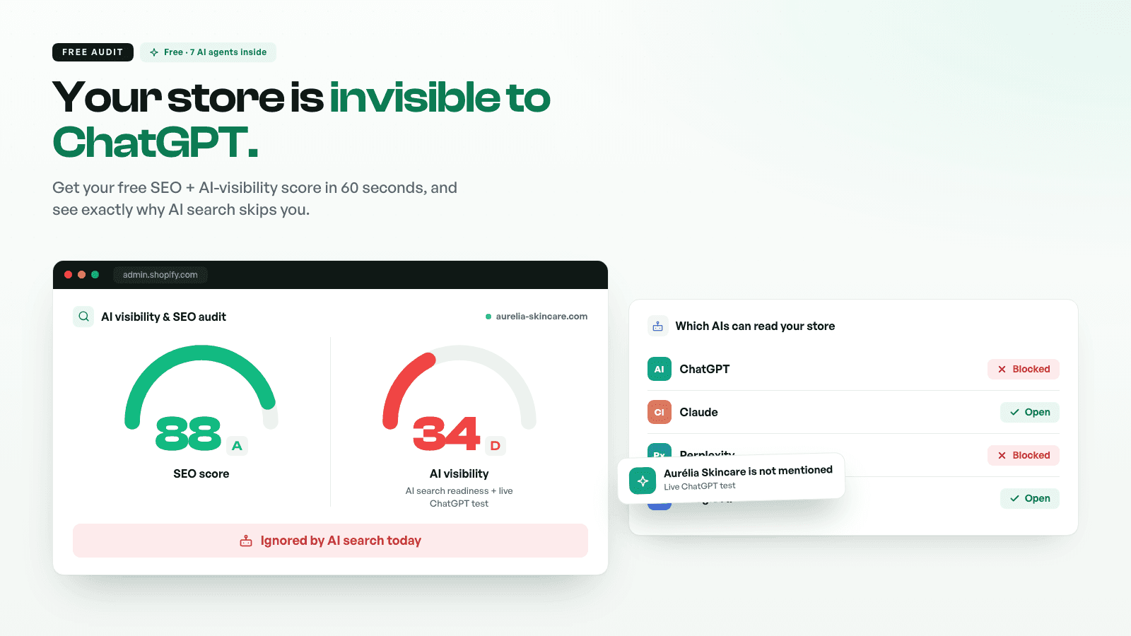Robot-Speed: free SEO and AI-visibility audit for Shopify