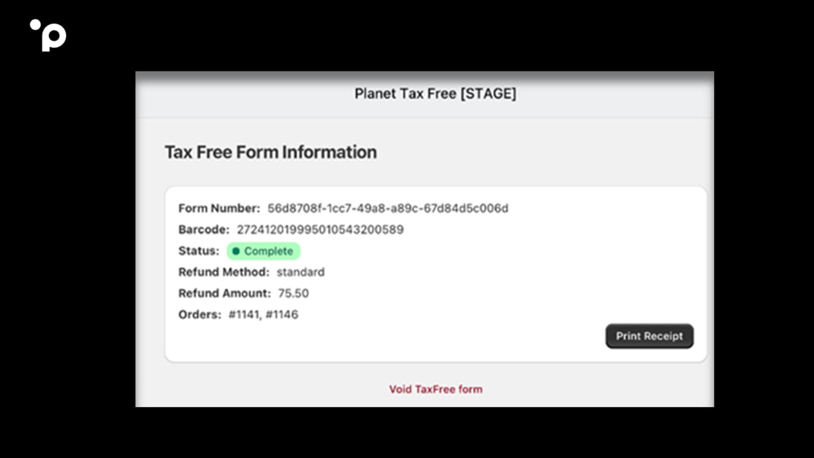 The APP can create Tax Free Forms for tourists/shoppers