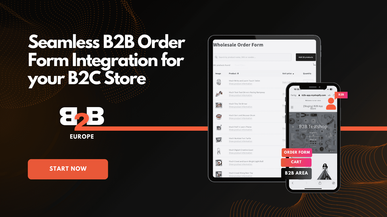 B2B Shopify app seamless wholesale Europe