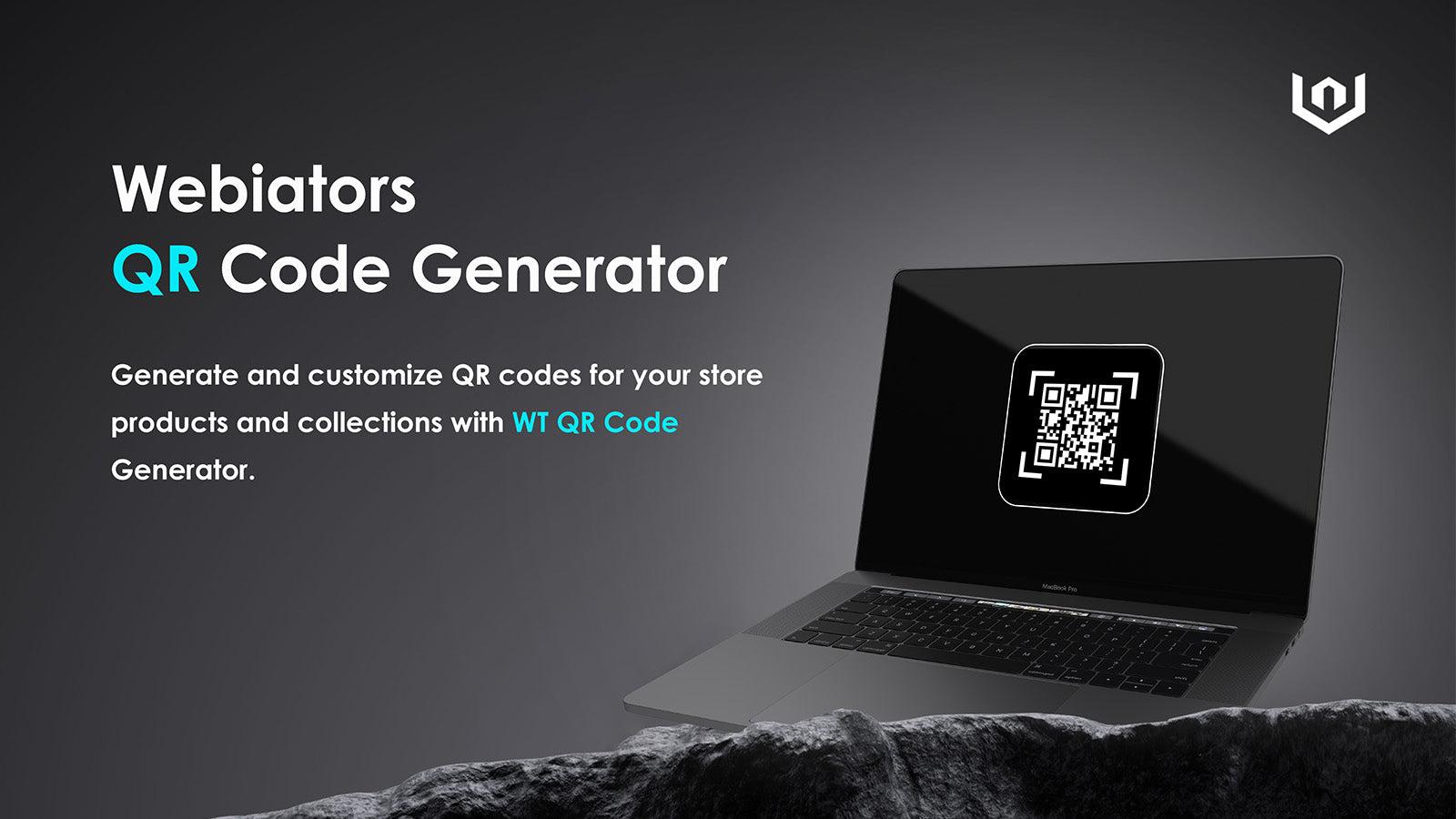 WT QR Code Generator intro page with customizable QR codes.