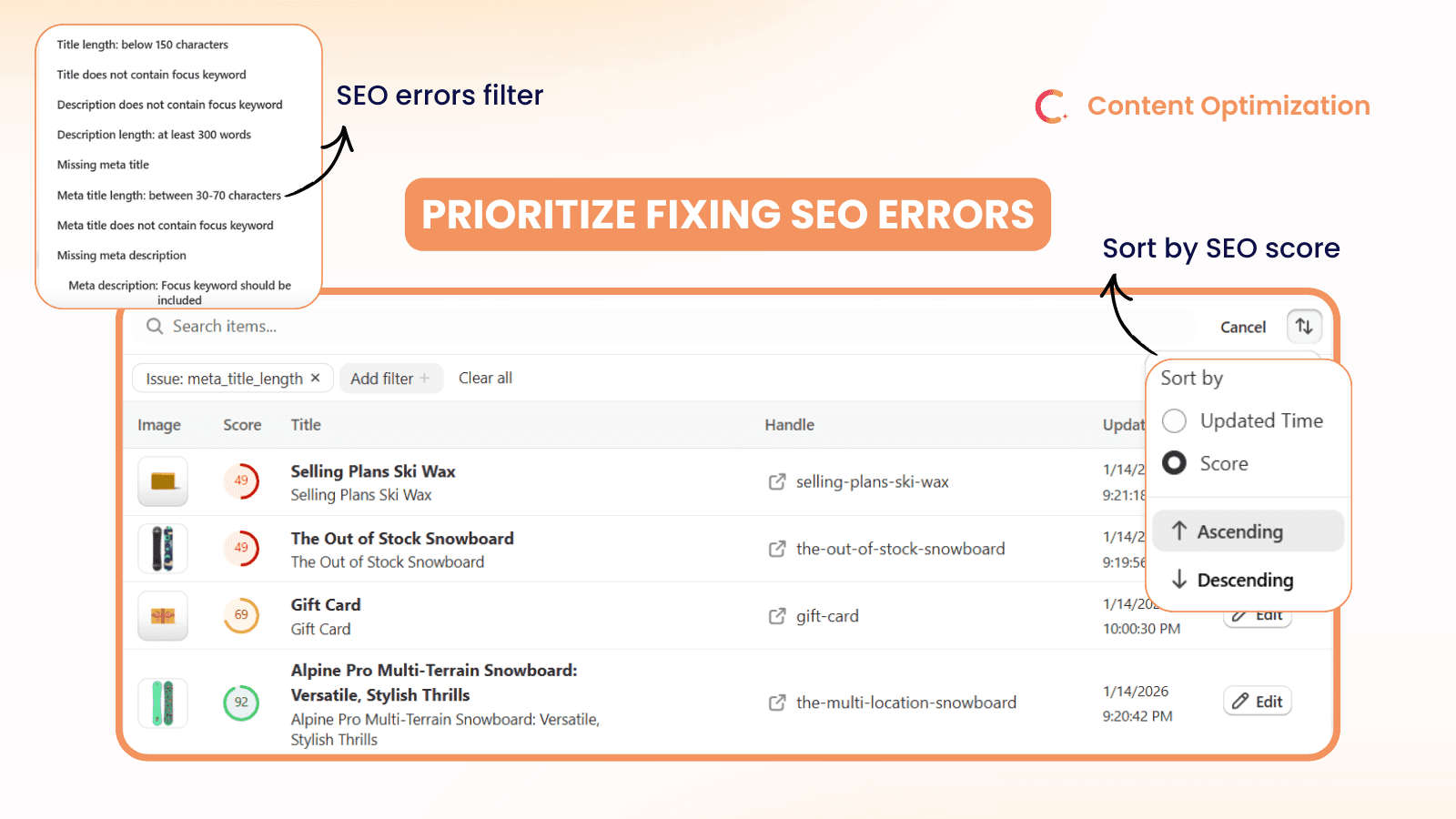 Prioritize fixing SEO errors