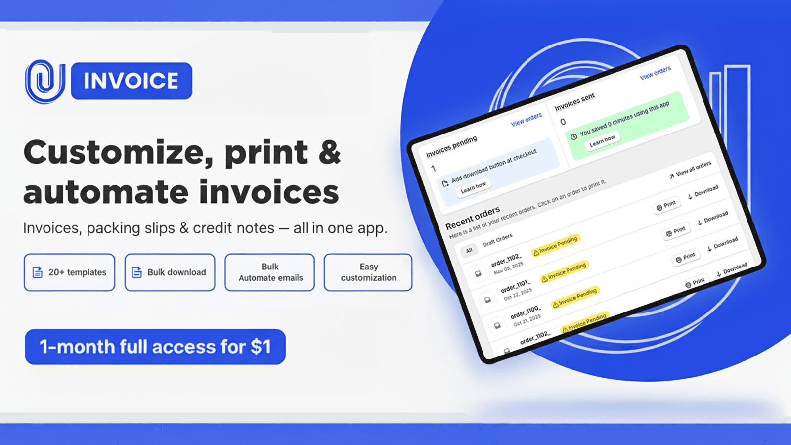 Print PDF Invoice with Order Printer App Edit Packing slips