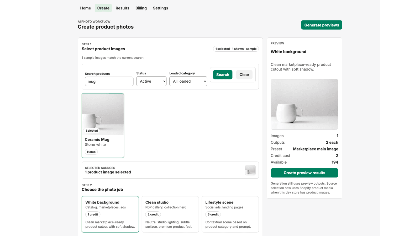 Create product photo workflow