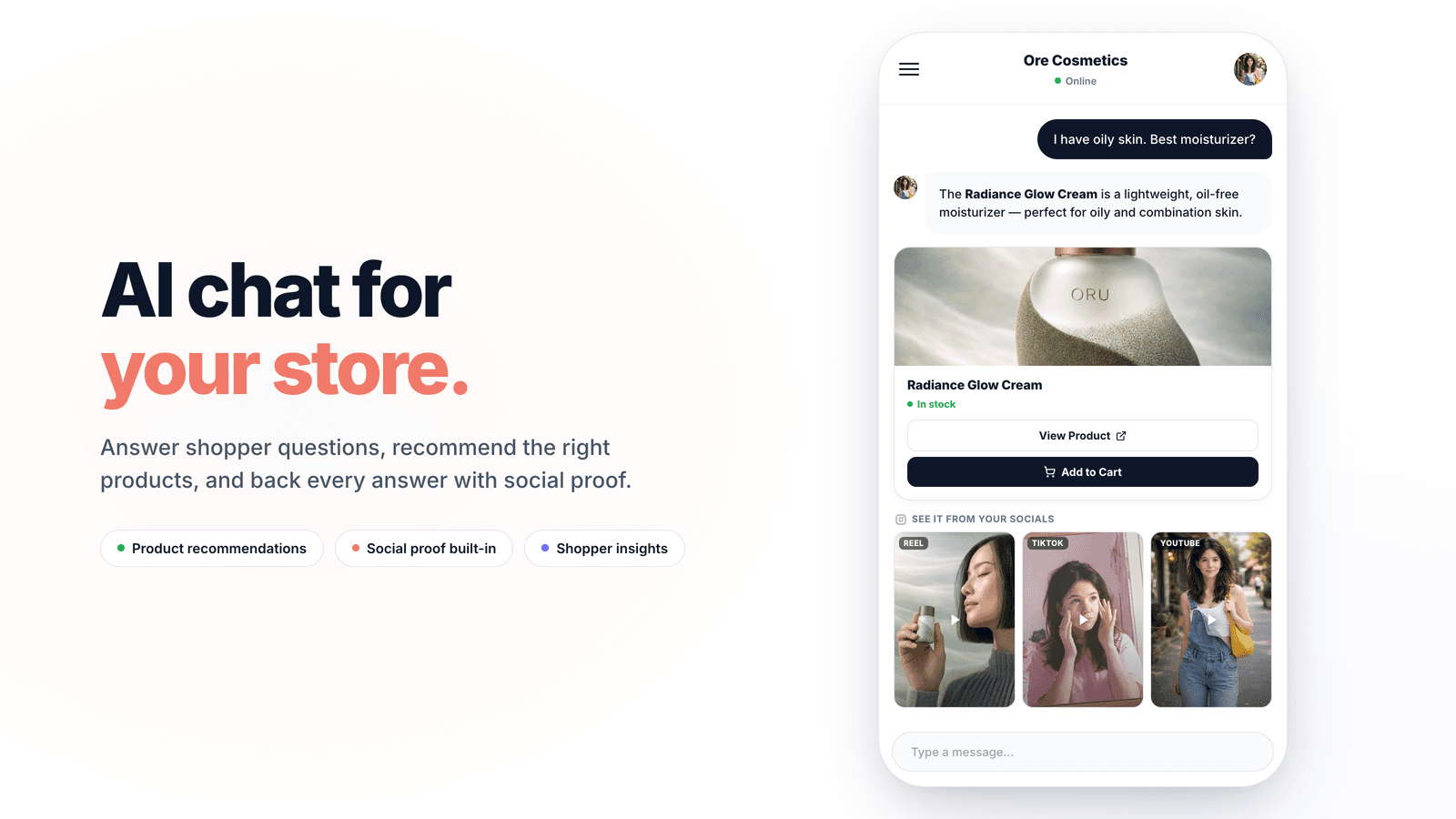 AI chat that recommends products to shoppers on your store
