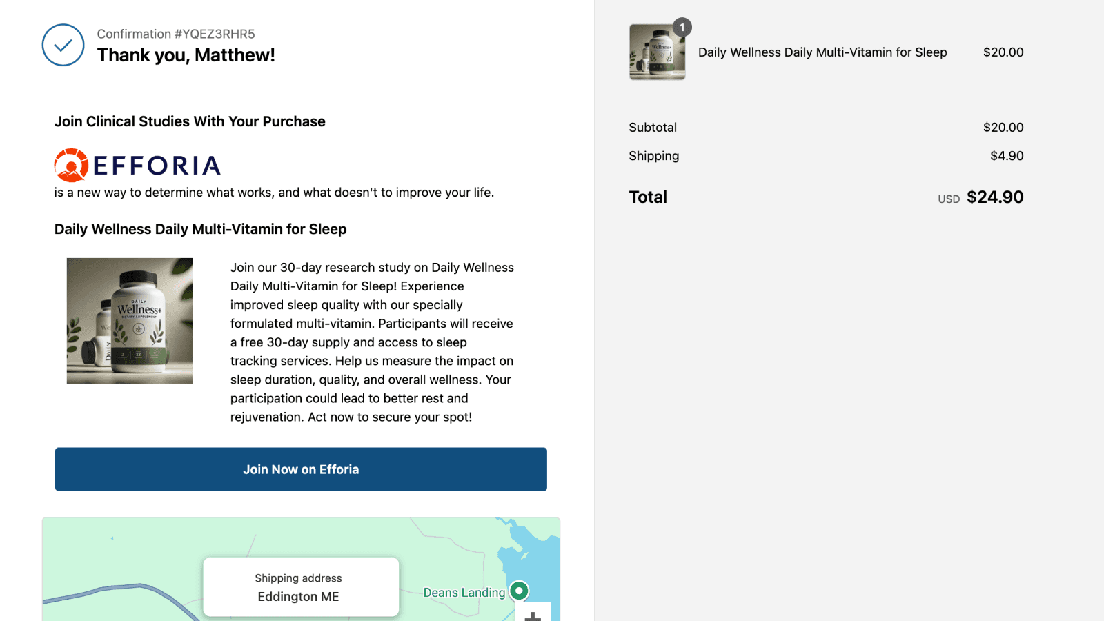 Invite customers to join studies at checkout