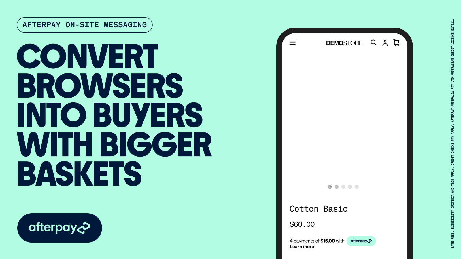 let customers know that you offer Afterpay by adding messaging!