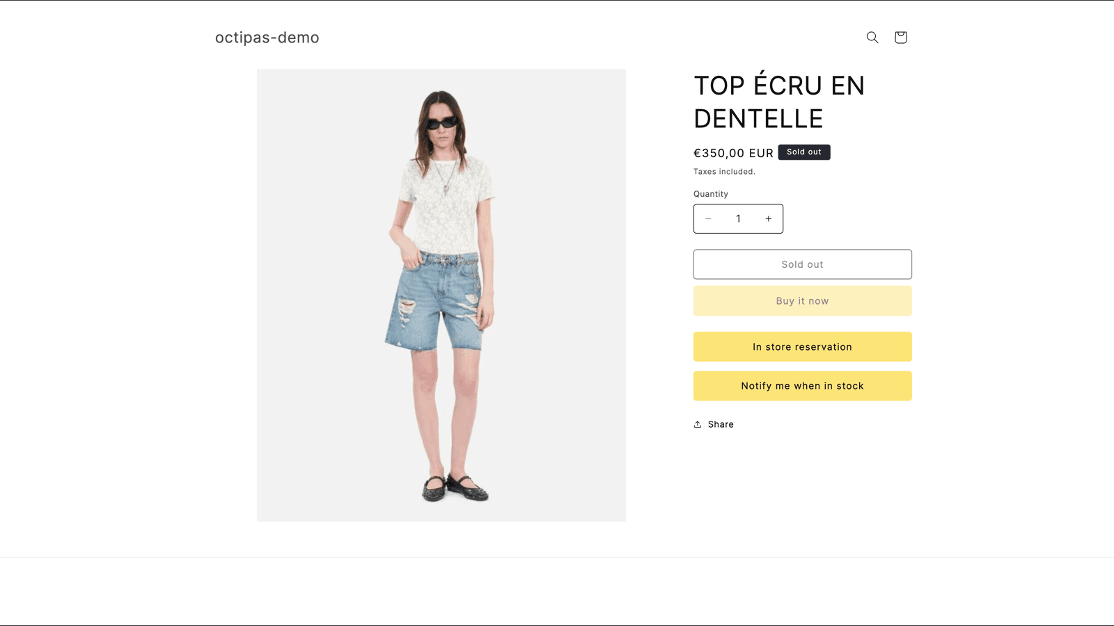Buttons in product page