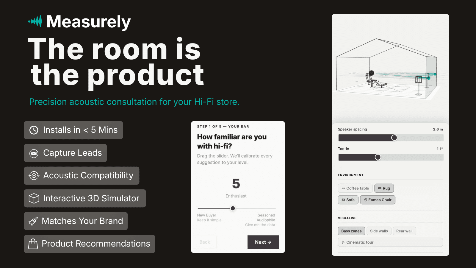 3D room simulator and qualified lead capture for hi-fi dealers