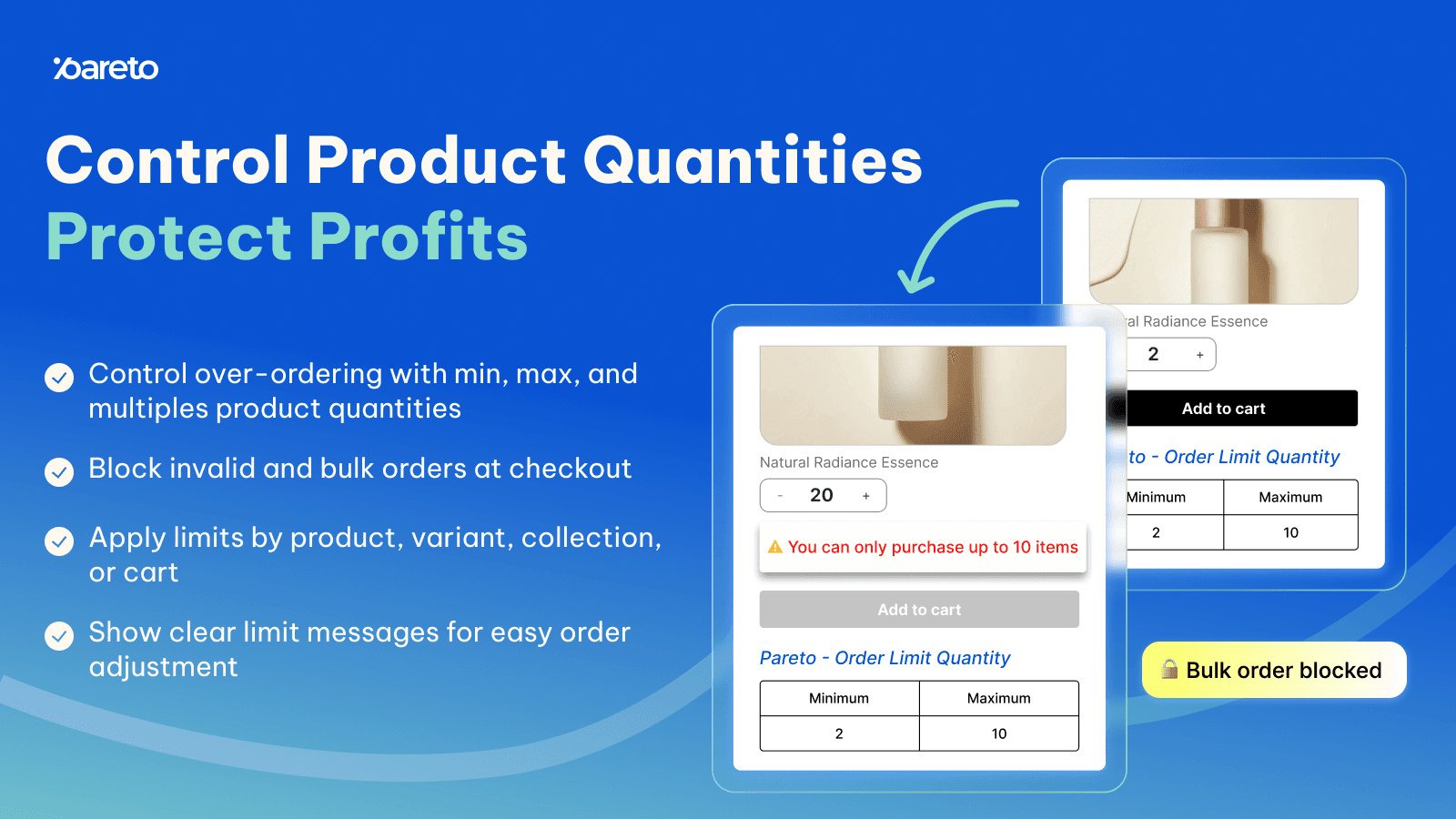 Checkout validation, order limit, limit quantity