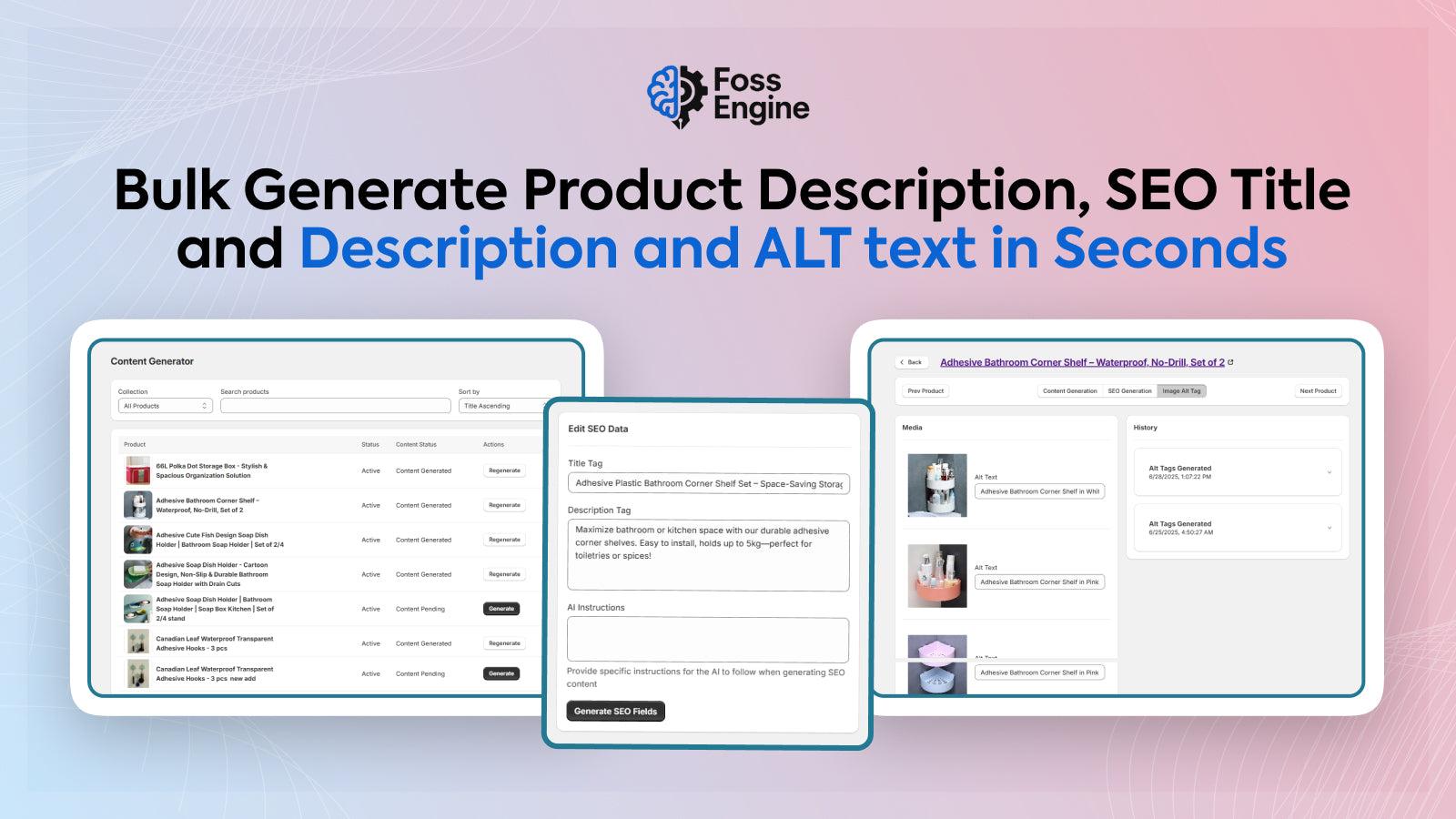 Generate Product Description, Meta Title & Description, ALT Text