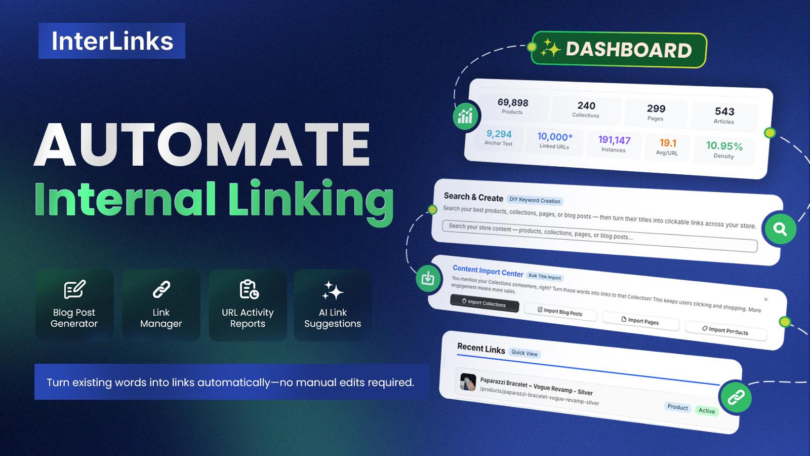 “InterLinks Shopify app automating internal links to boost SEO a