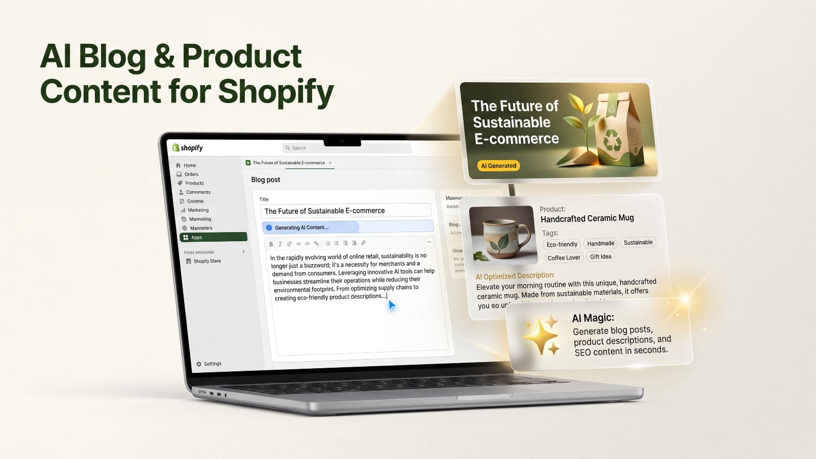 AI articles & product descriptions for Shopify