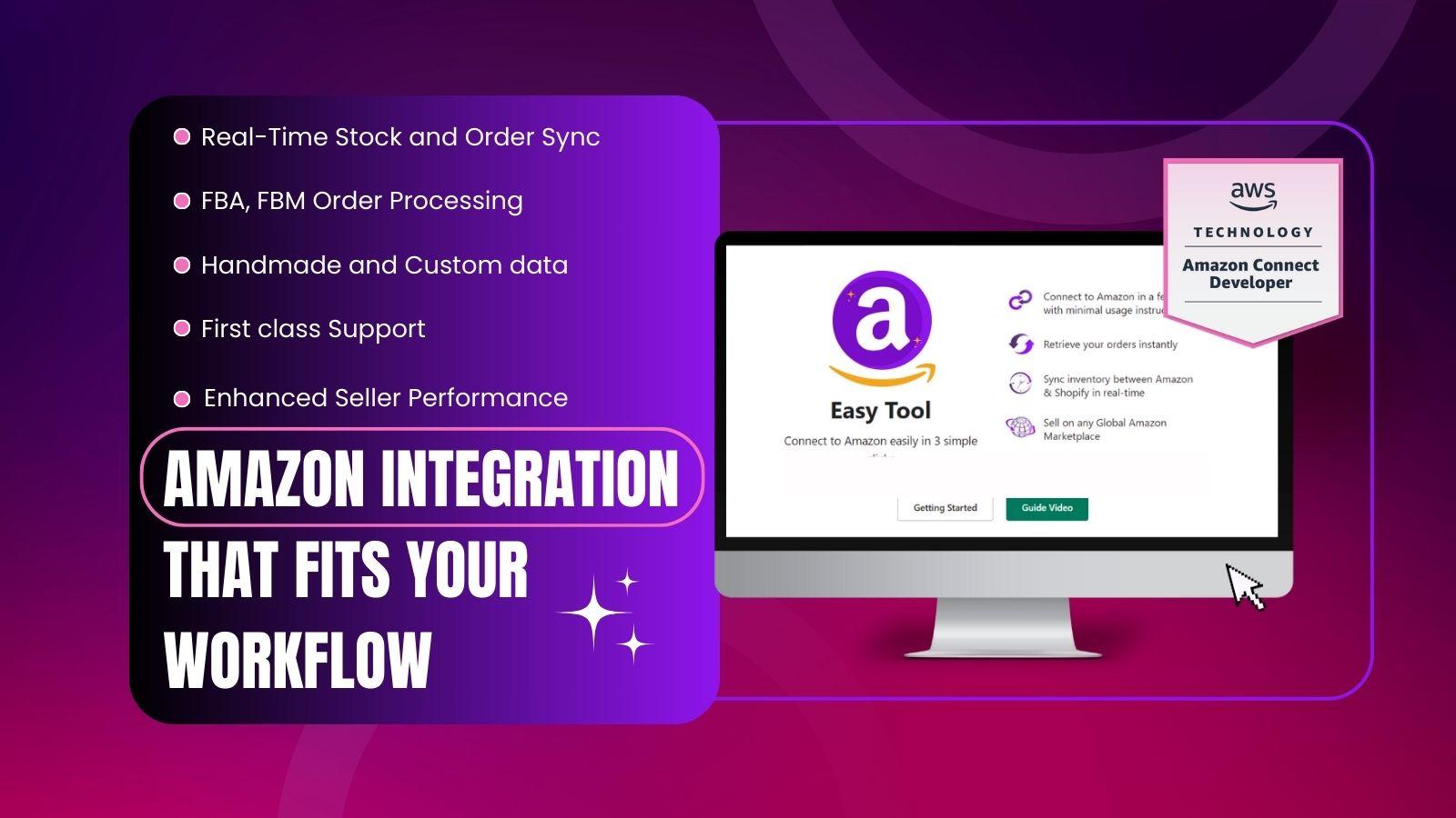 List of Features of Amazon Easy Tool and welcome page of app