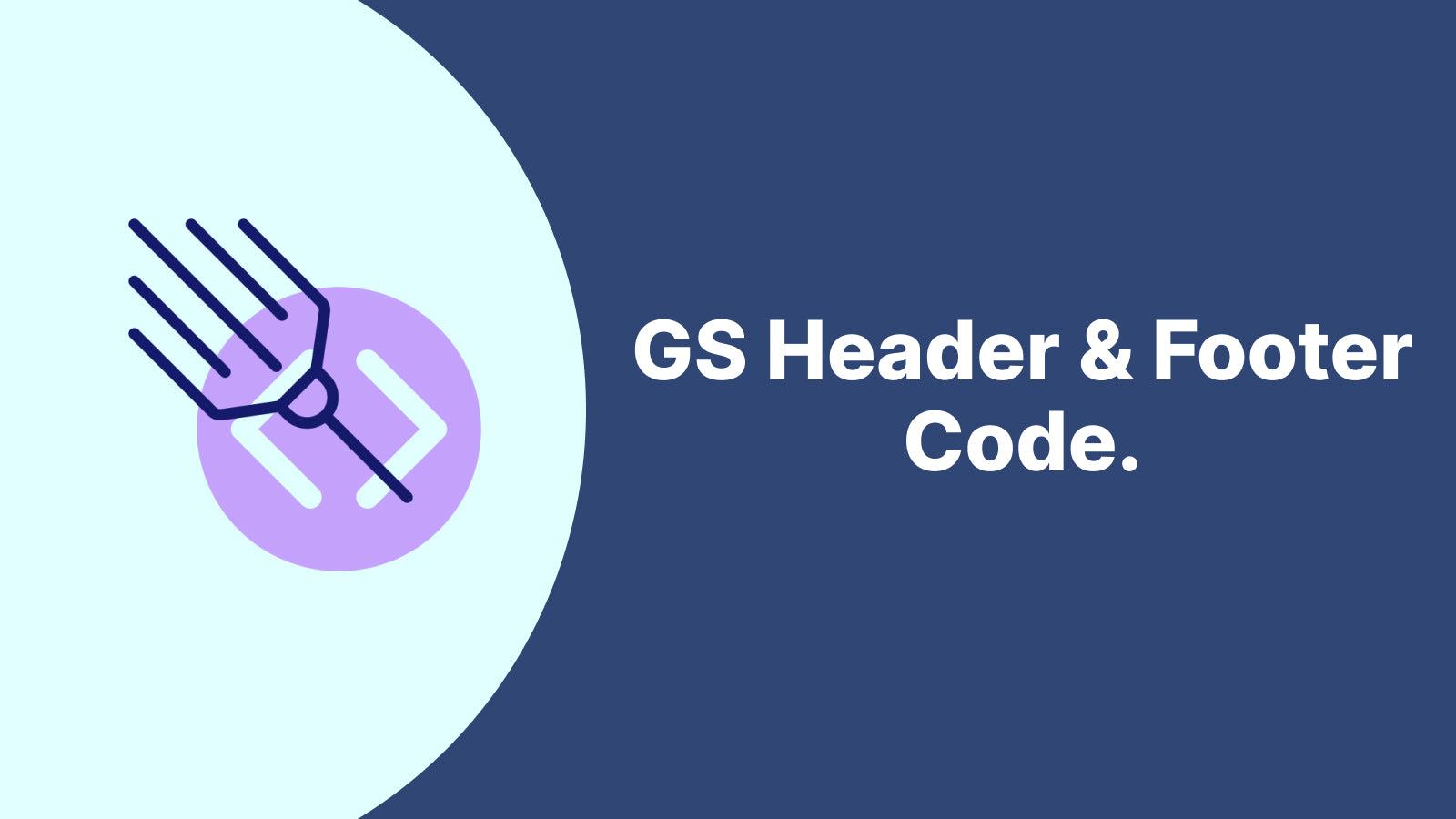 GS Header & Footer Code setup screen with logo.