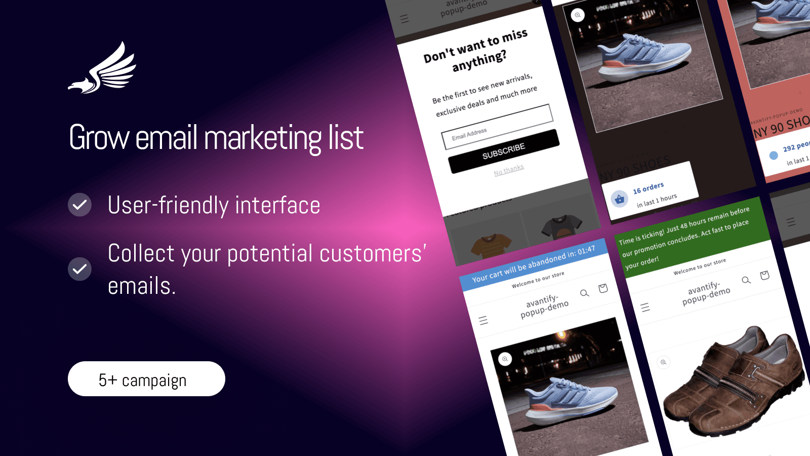 grow email marketing list with popup