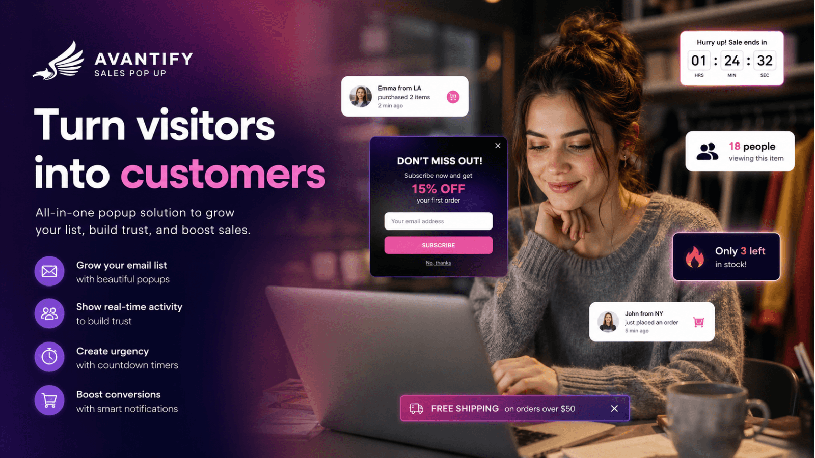 grow email marketing list with popup