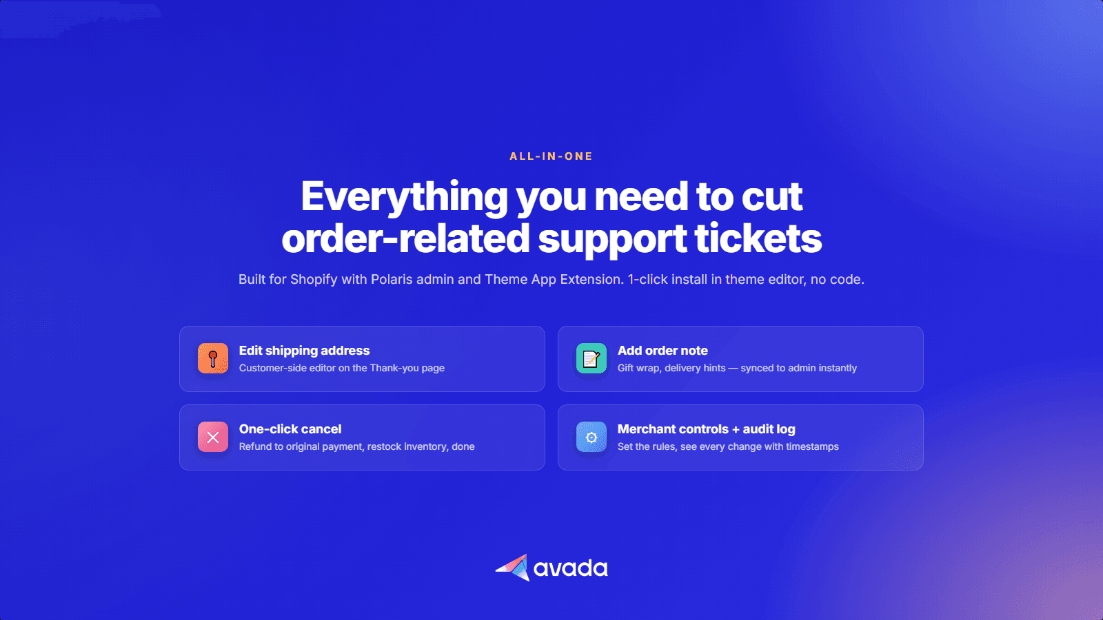 Avada Order Editing - all features for Shopify merchants