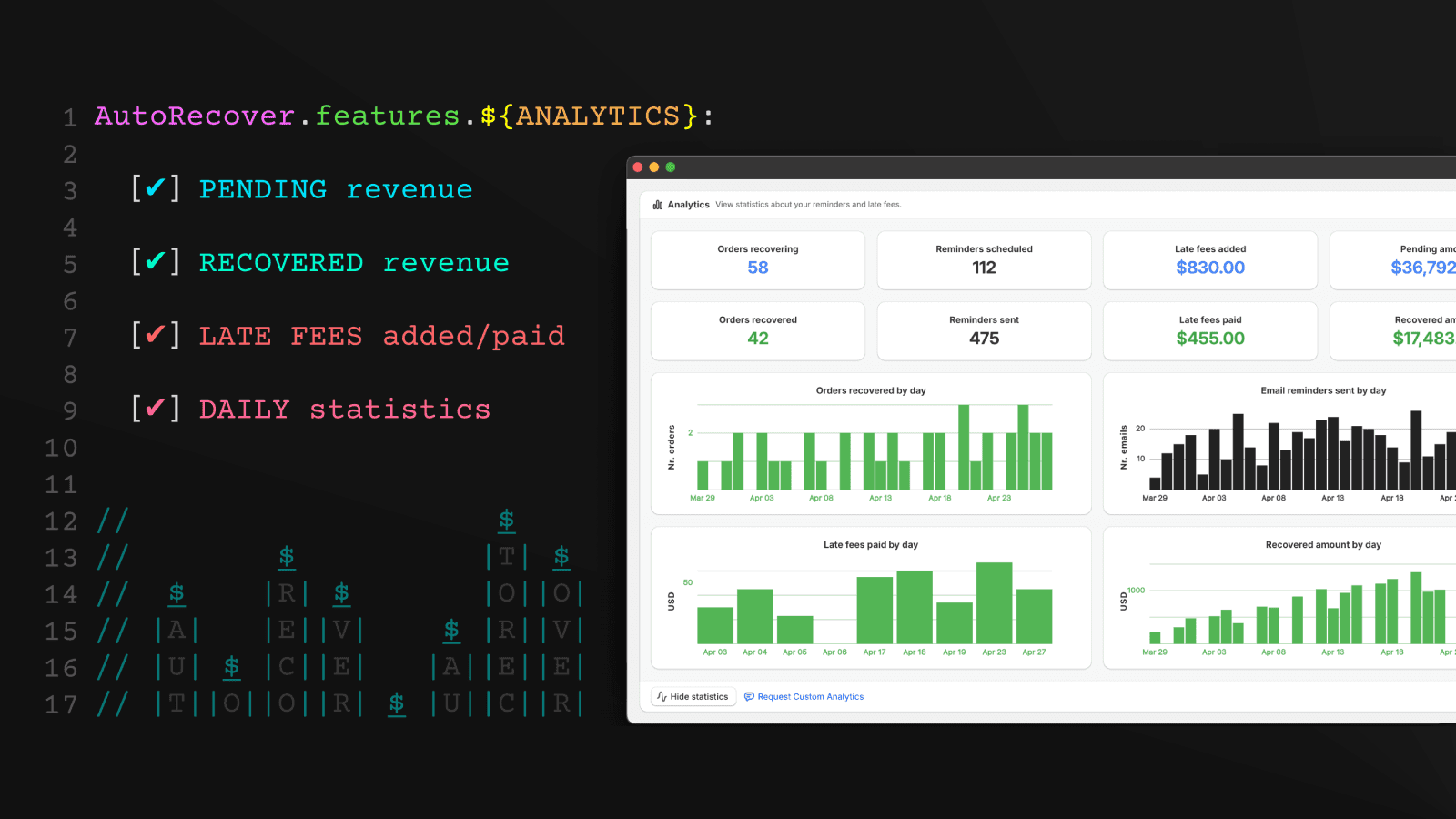 Check daily statistics about your reminders and late fees